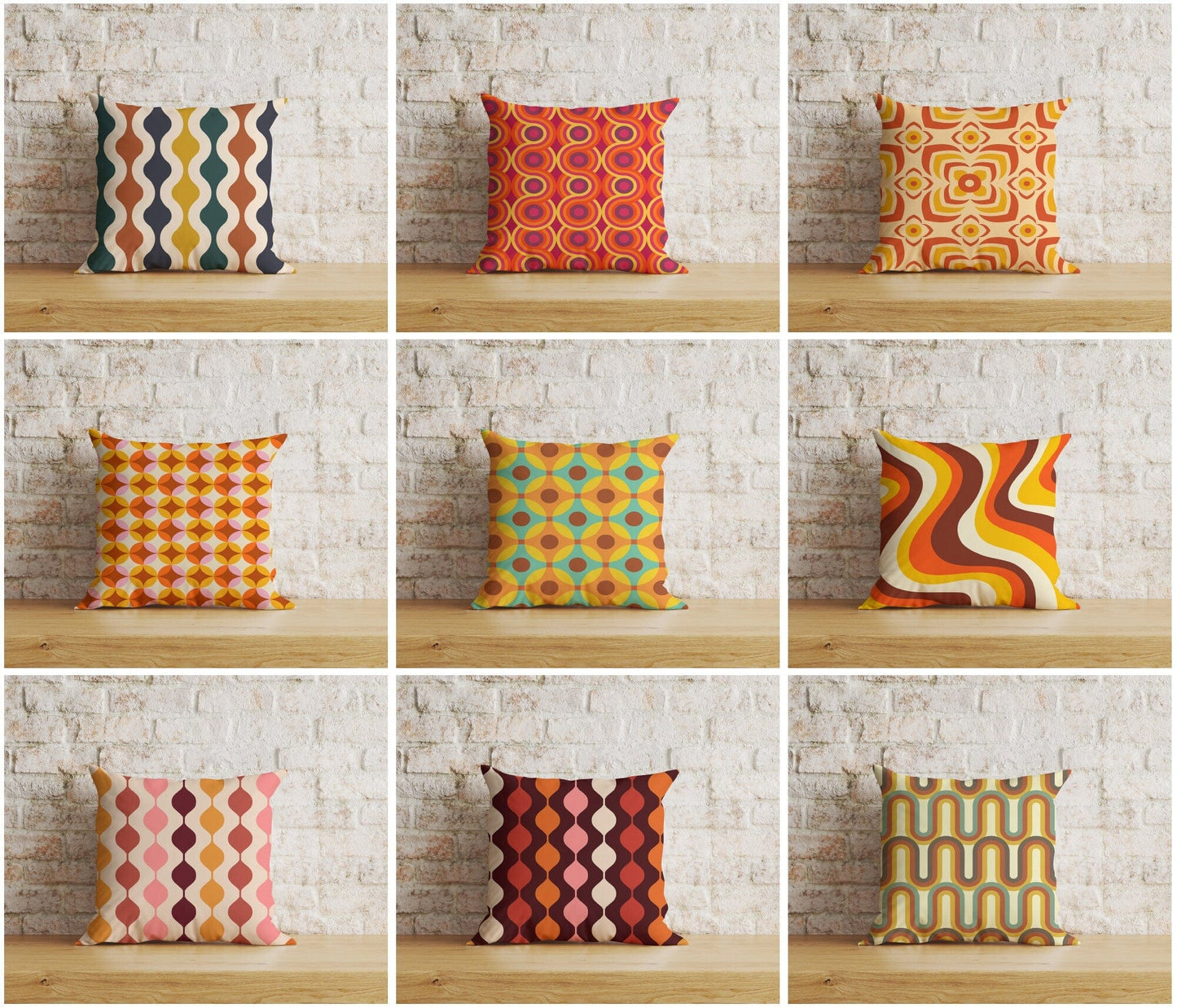 Onay Home Textile Cushion Covers Retro 70s Patterns Cushion Cover Retro Pattern Pillow Cover