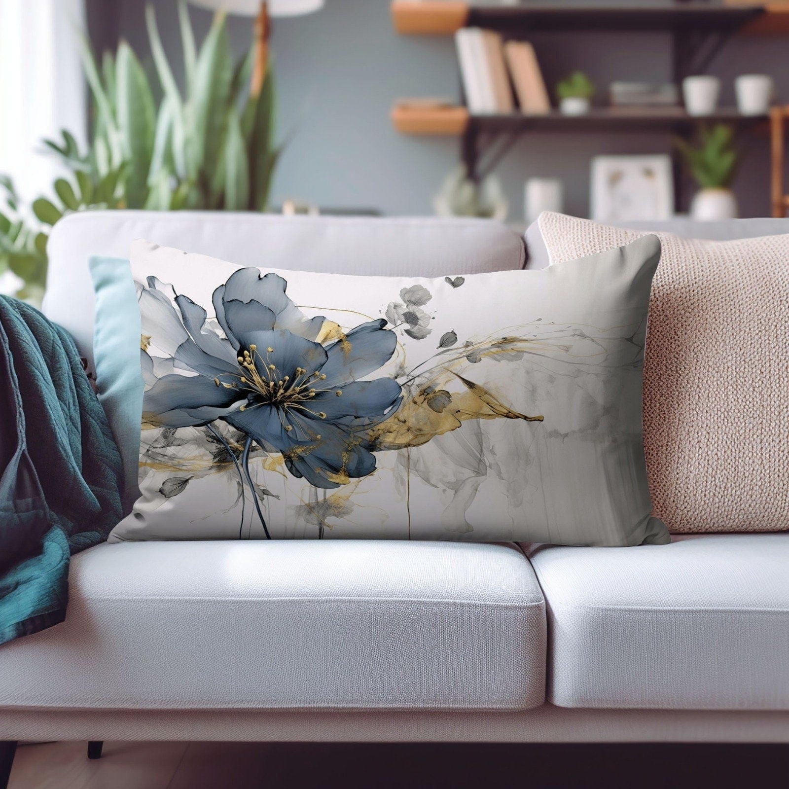 Onay Cushion Covers 3 / 12 x 16 inches (30 x 40 cm) Retro Floral Rectangular Cushion Covers Vintage Flower Pillows