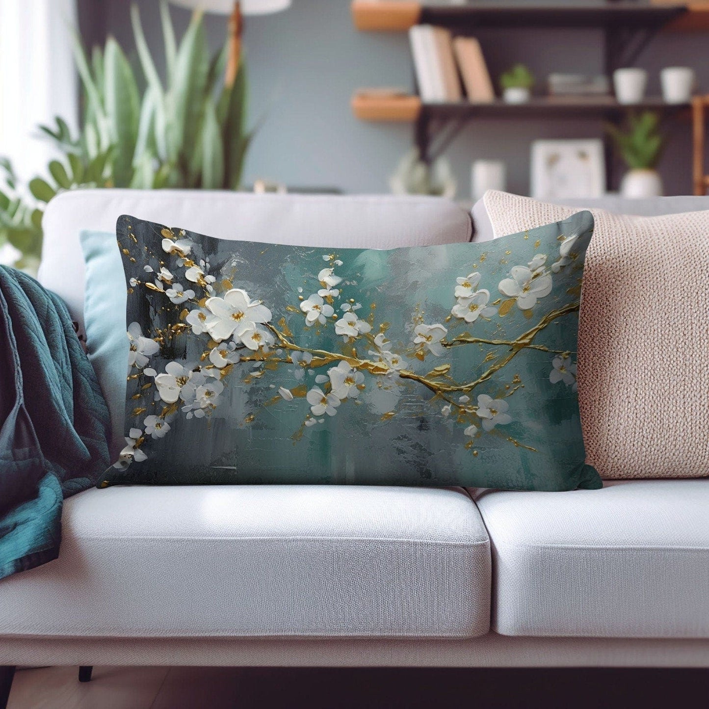 Onay Cushion Covers 2 / 12 x 16 inches (30 x 40 cm) Retro Floral Rectangular Cushion Covers Vintage Flower Pillows