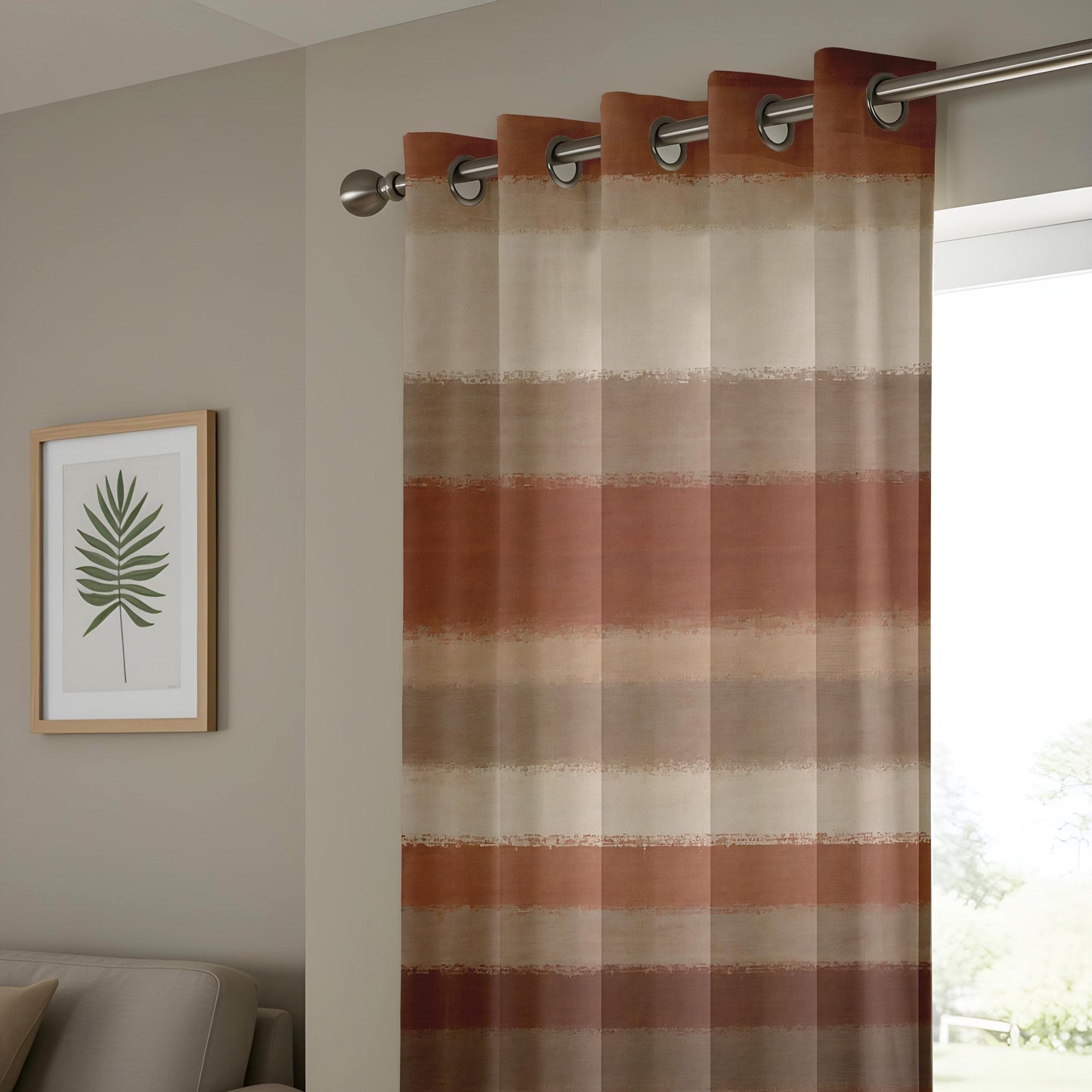 Onay Curtain Retro Geometric Patterned Curtains – Abstract Orange & Purple Drapes