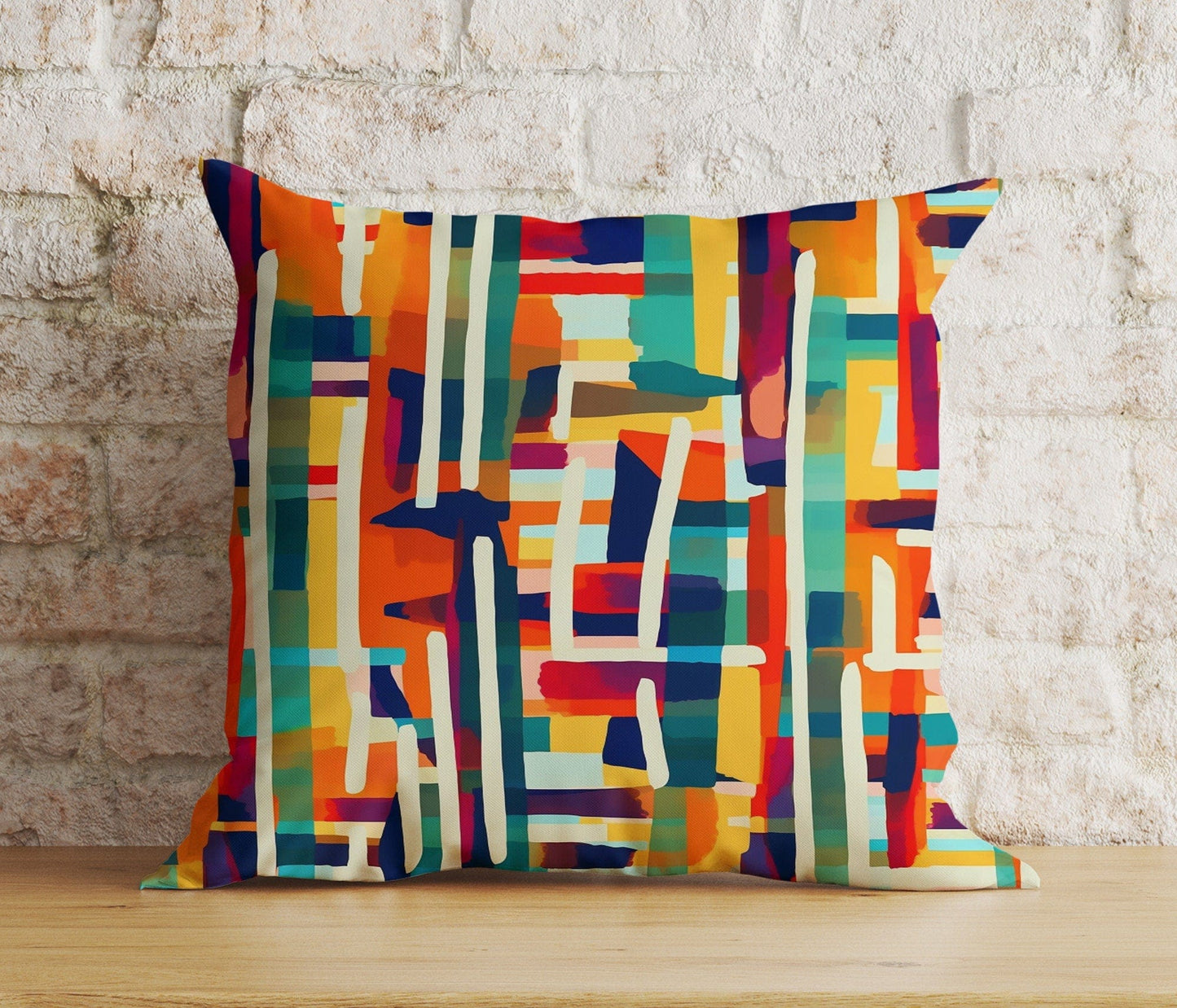 Onay 9 / 12 x 12 inch (30 x 30 cm) Retro-Inspired Abstract Geometric Vibrant Cushion Covers