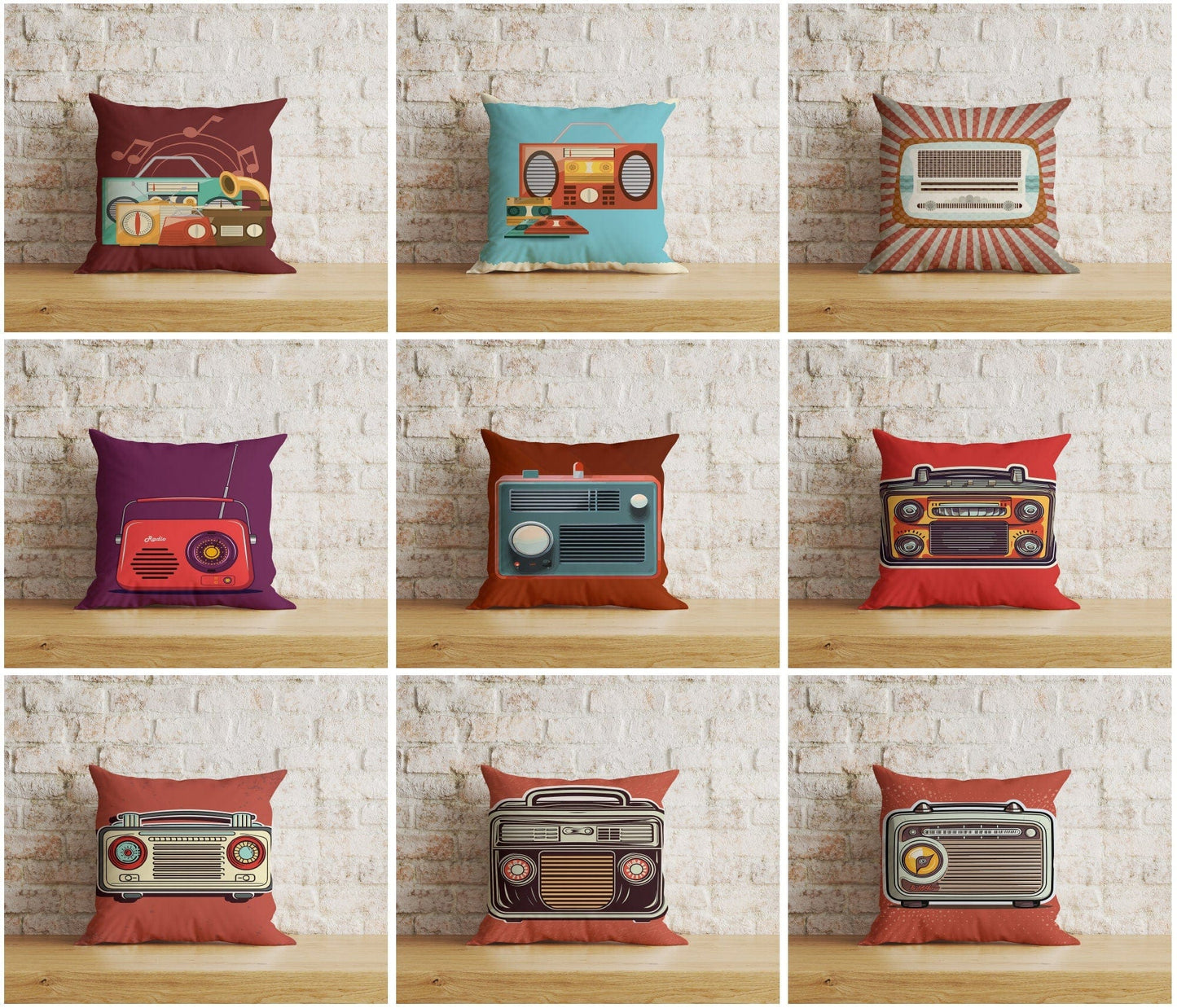 Onay Home Textile Cushion Covers Retro Radios Cushion Cover Vintage Radio Throw Cushions