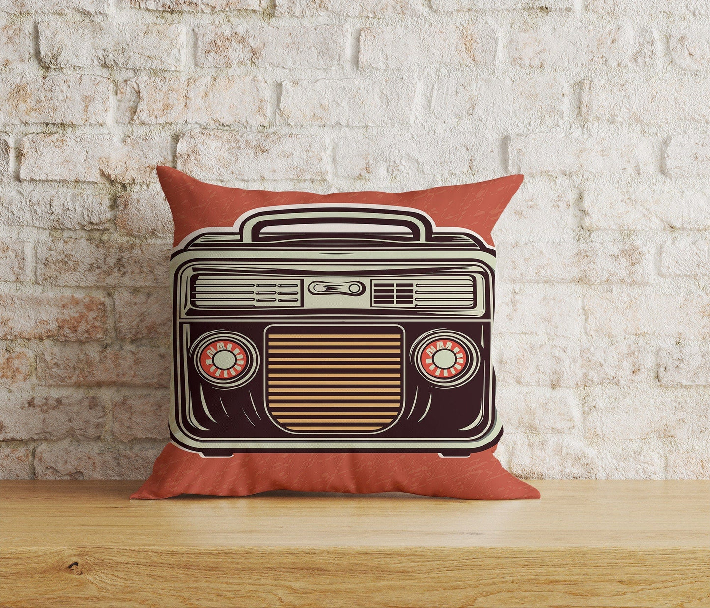 Onay Home Textile Cushion Covers 8 / 12 x 12 inch (30 x 30 cm) Double Side Retro Radios Cushion Cover Vintage Radio Throw Cushions