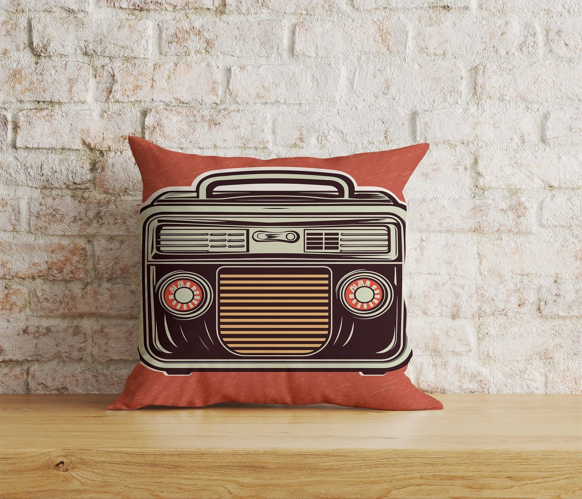 Onay Home Textile Cushion Covers 8 / 12 x 12 inch (30 x 30 cm) Double Side Retro Radios Cushion Cover Vintage Radio Throw Cushions