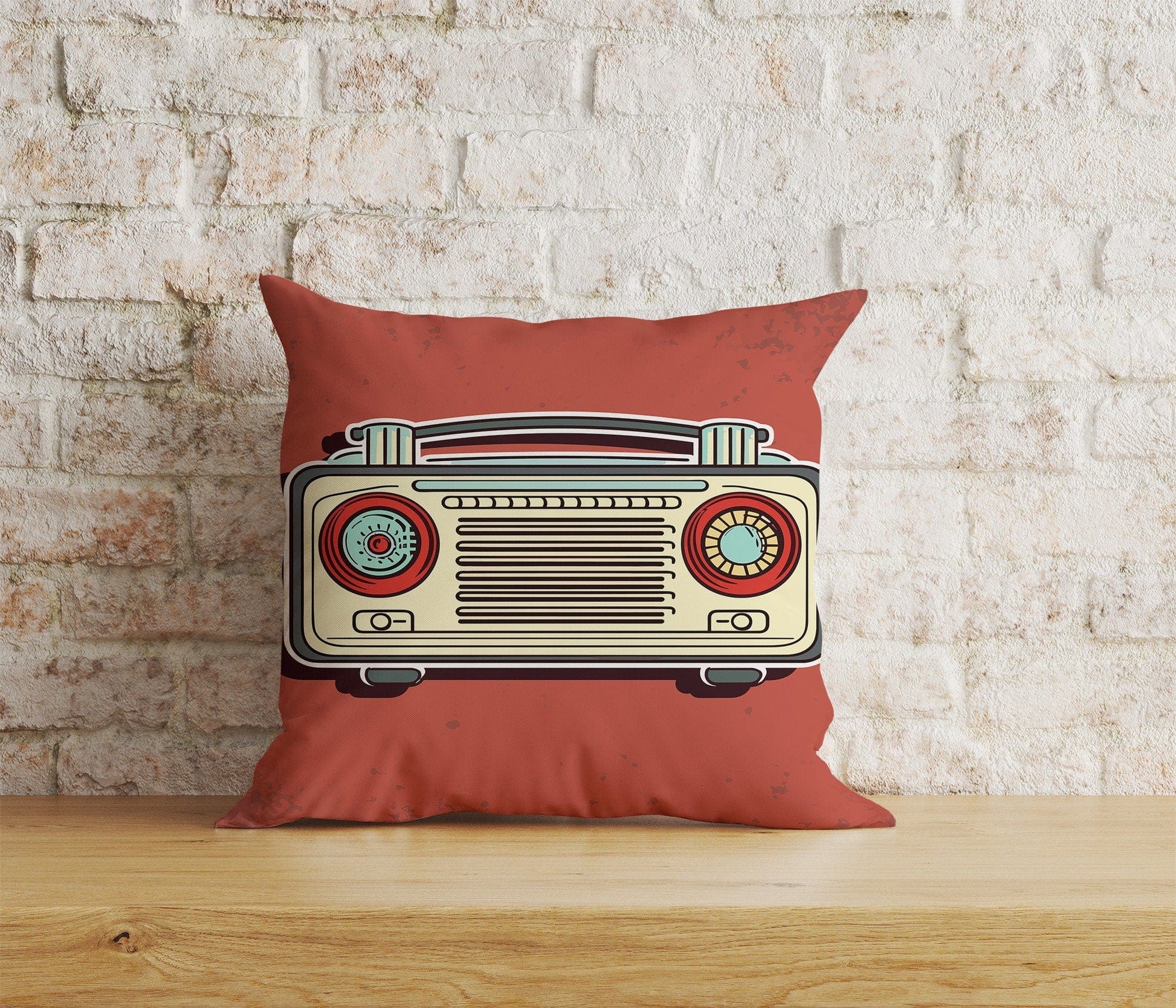 Onay Home Textile Cushion Covers 7 / 12 x 12 inch (30 x 30 cm) Double Side Retro Radios Cushion Cover Vintage Radio Throw Cushions