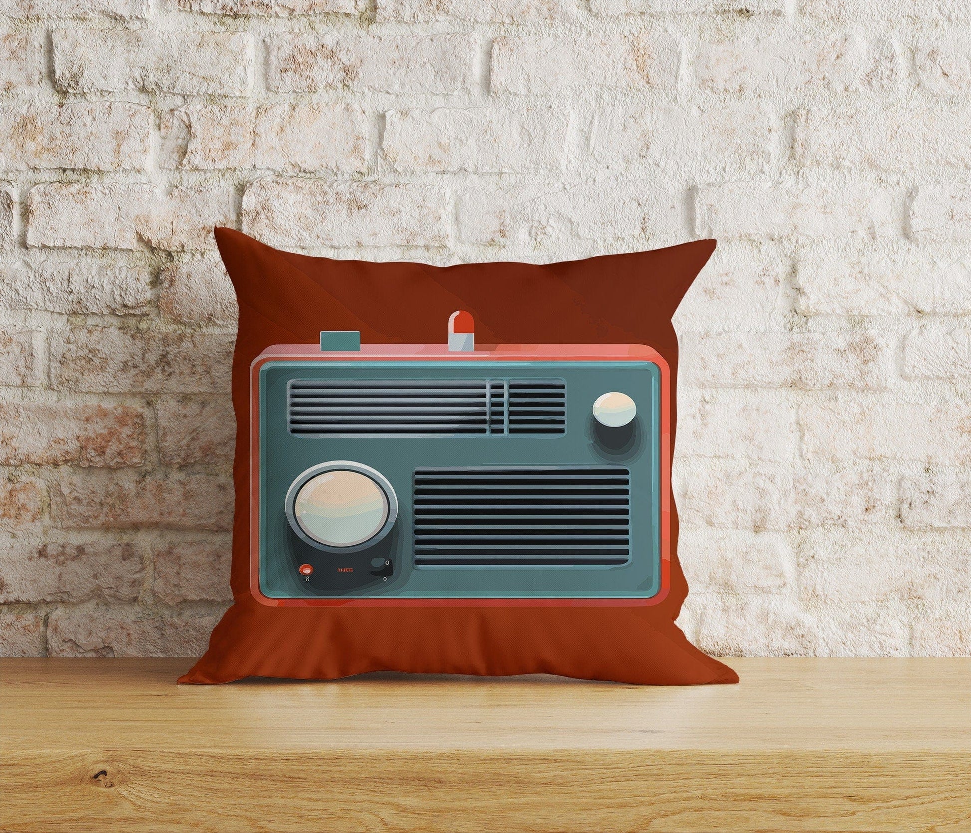 Onay Home Textile Cushion Covers 5 / 12 x 12 inch (30 x 30 cm) Double Side Retro Radios Cushion Cover Vintage Radio Throw Cushions