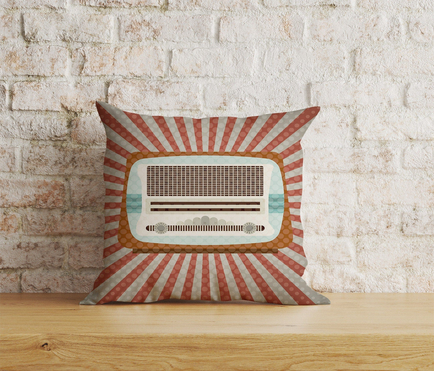 Onay Home Textile Cushion Covers 3 / 12 x 12 inch (30 x 30 cm) Double Side Retro Radios Cushion Cover Vintage Radio Throw Cushions