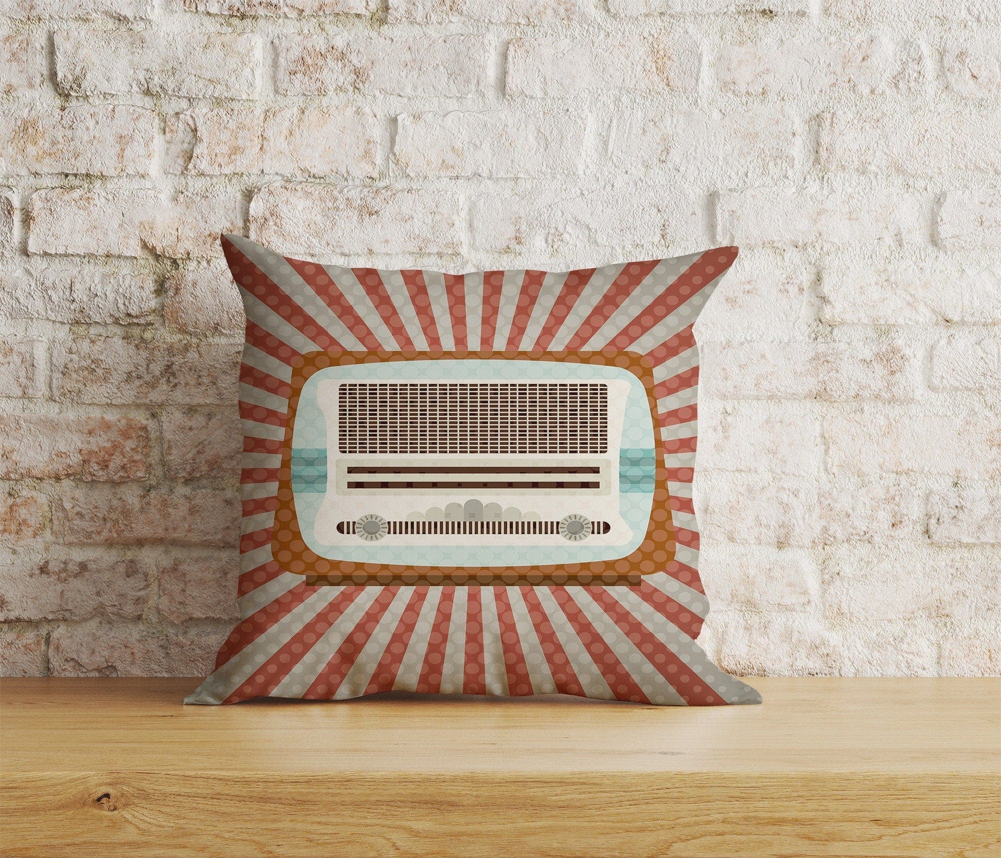 Onay Home Textile Cushion Covers 3 / 12 x 12 inch (30 x 30 cm) Double Side Retro Radios Cushion Cover Vintage Radio Throw Cushions