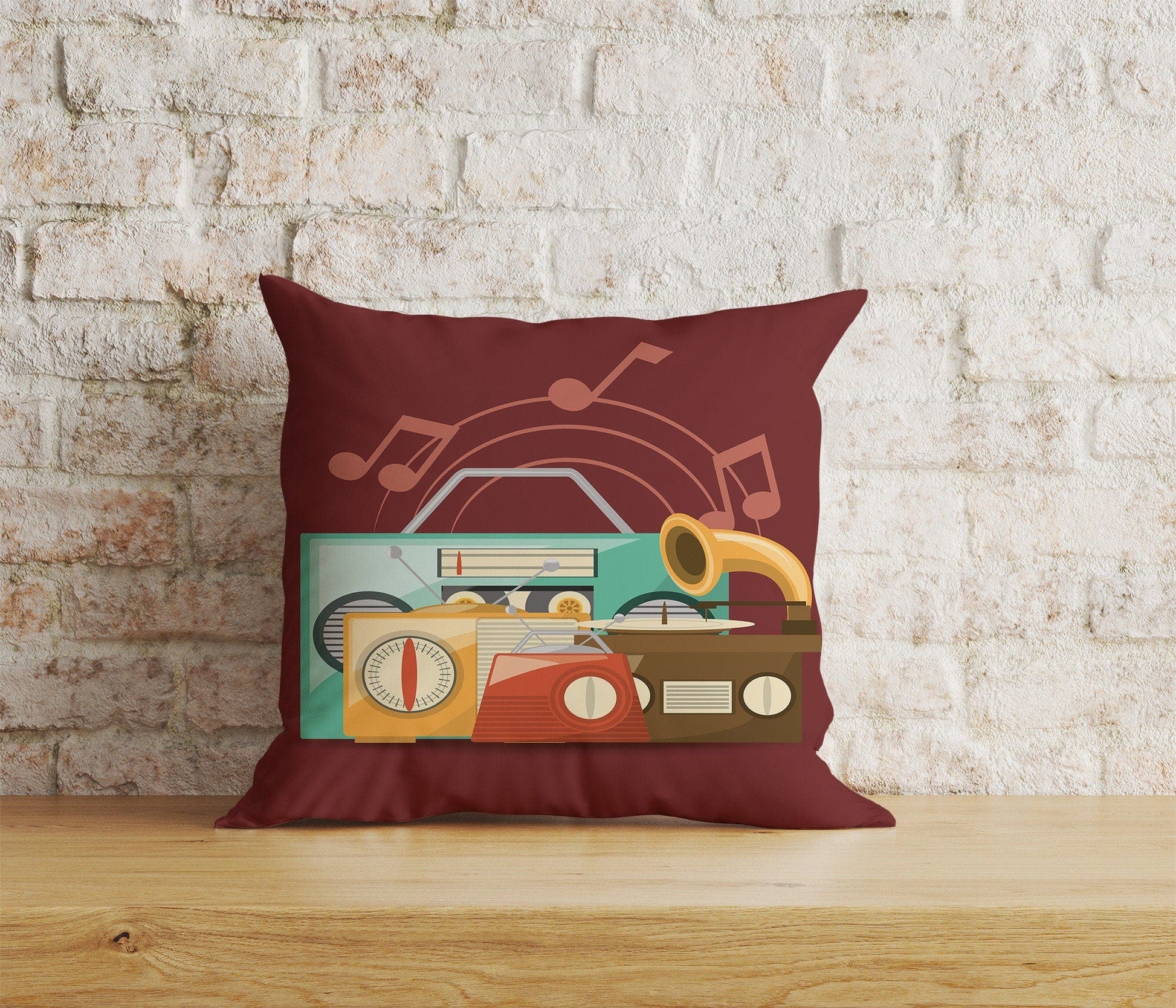 Onay Home Textile Cushion Covers 1 / 12 x 12 inch (30 x 30 cm) Double Side Retro Radios Cushion Cover Vintage Radio Throw Cushions