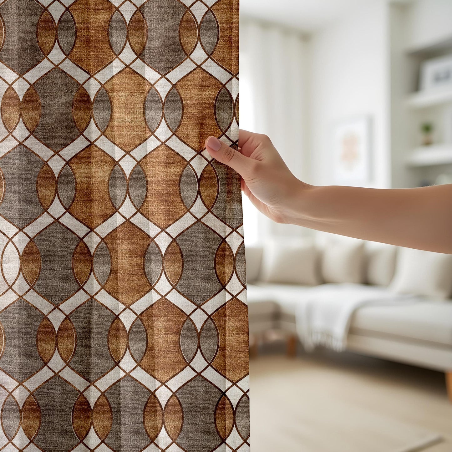 Onay Retro Vintage Pattern Window Curtains, Warm Rustic Drapes