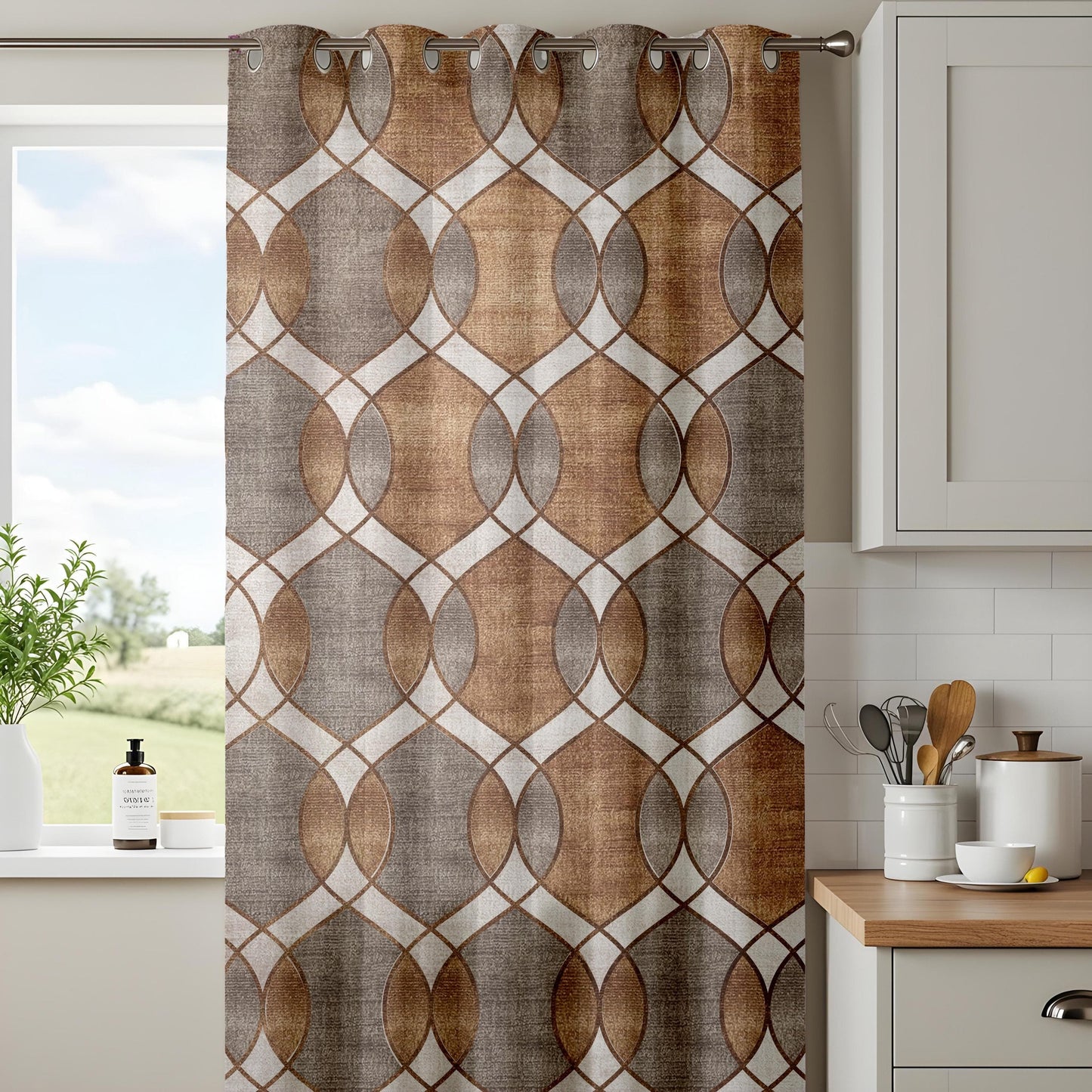 Onay Retro Vintage Pattern Window Curtains, Warm Rustic Drapes