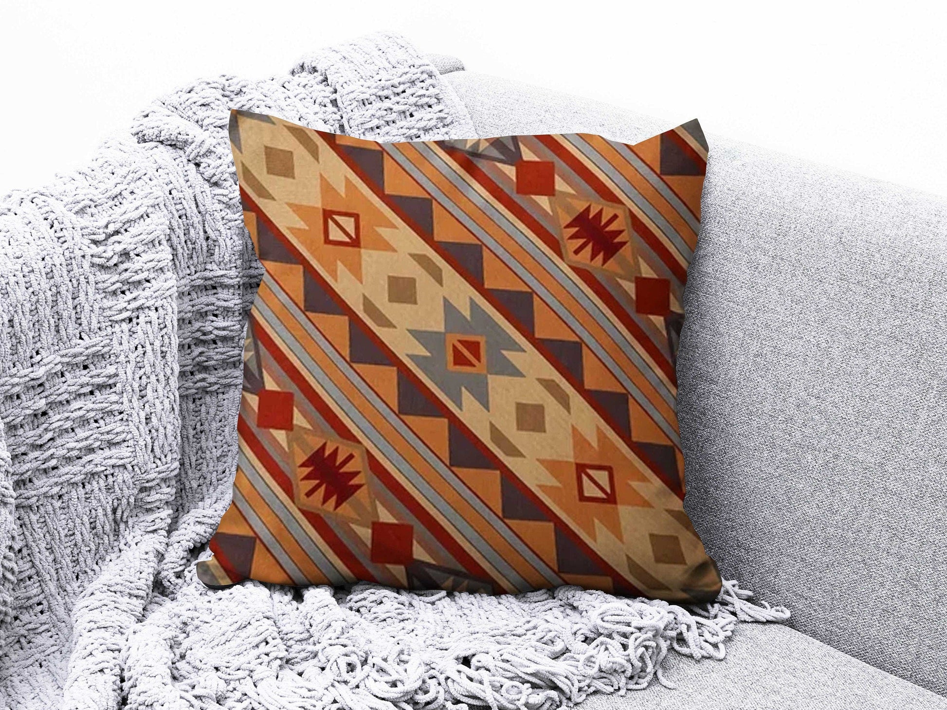 Onay 5 / 12 x 12 inch (30 x 30 cm) Rug Design Terracotta Farmhouse Decor Cushion Covers