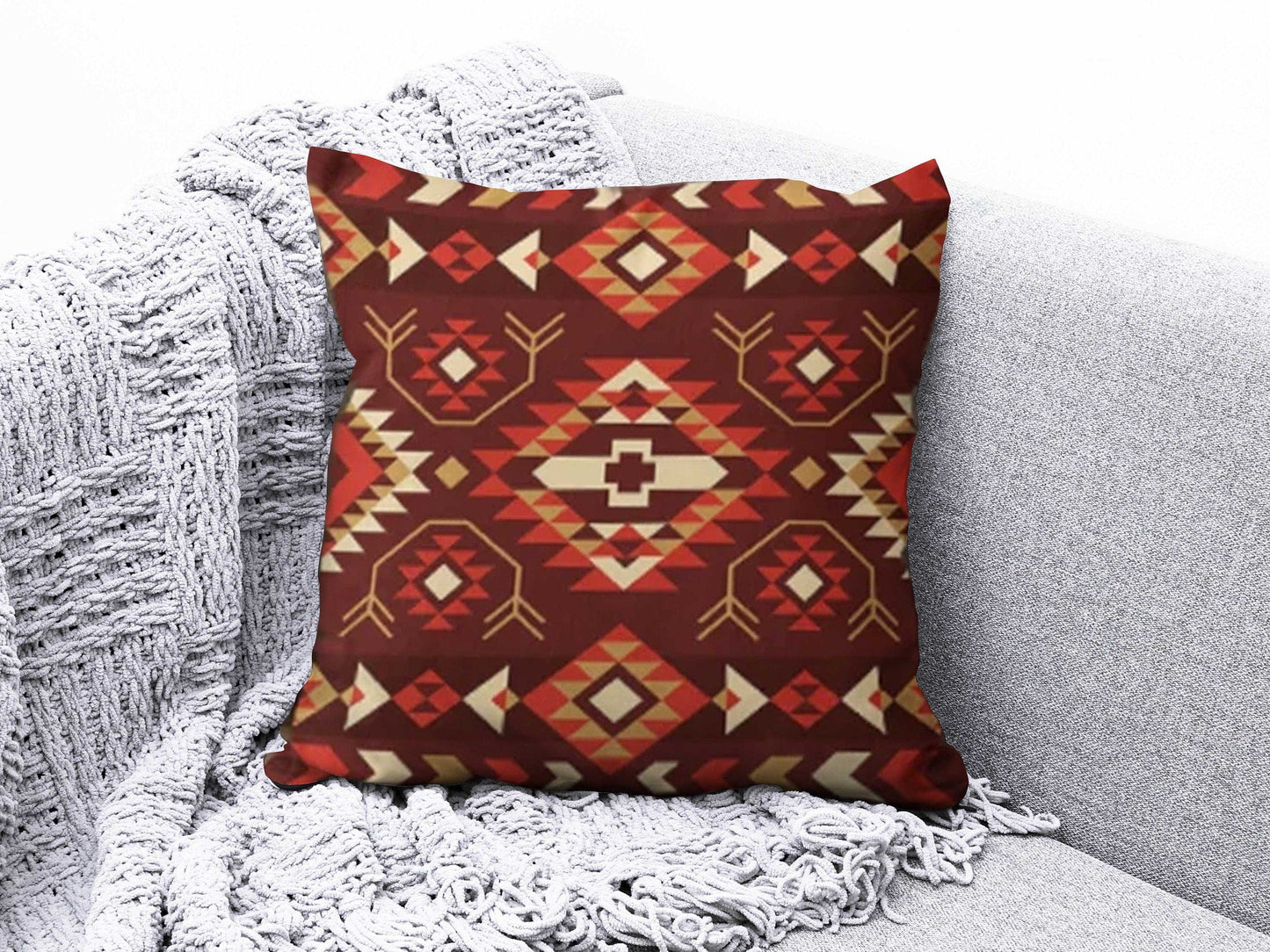 Onay 3 / 12 x 12 inch (30 x 30 cm) Rug Design Terracotta Farmhouse Decor Cushion Covers