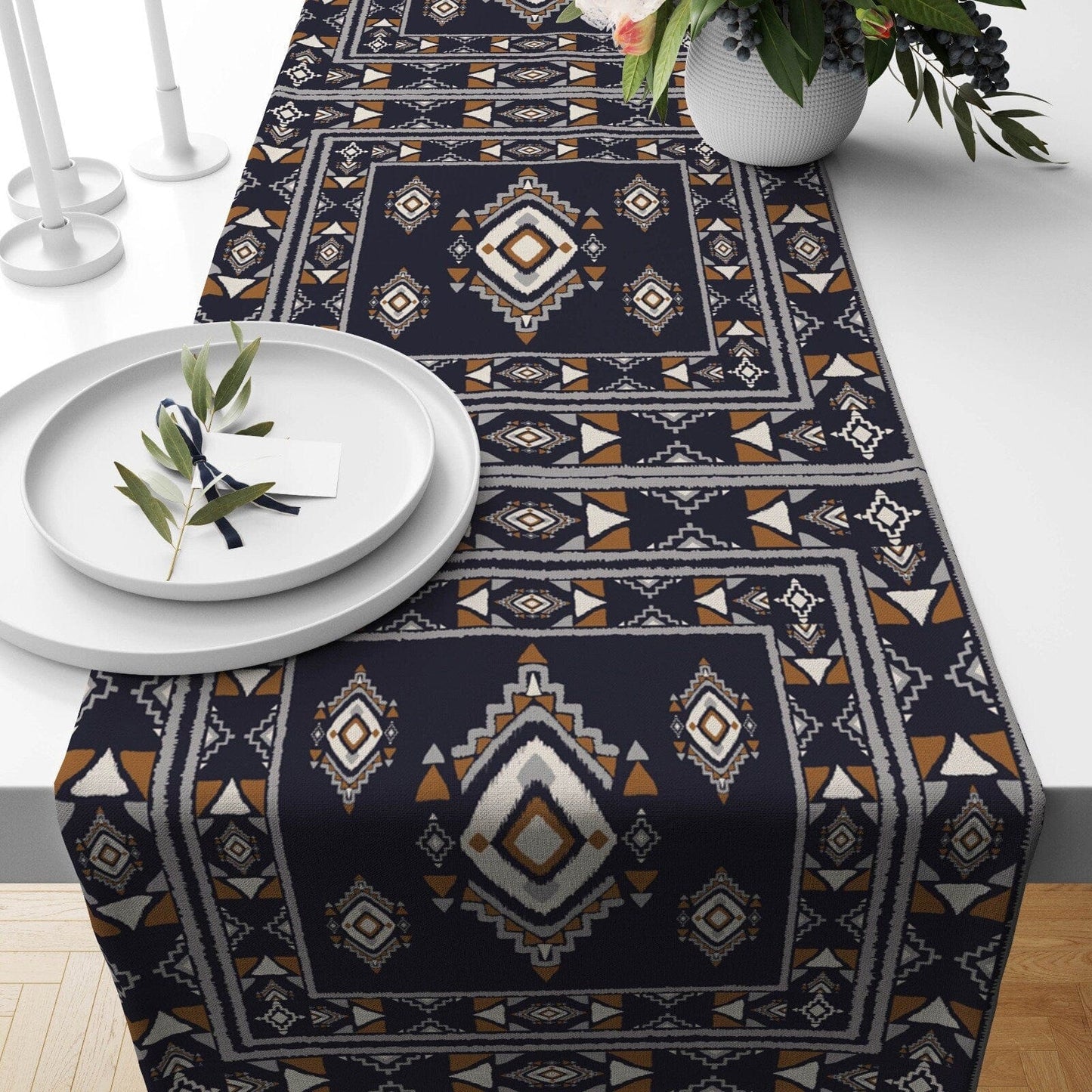 Onay 3 / 12 x 46 inch (30 x 120 cm) Rug Style Ethnic Turkish Kilim Printing Table Runner