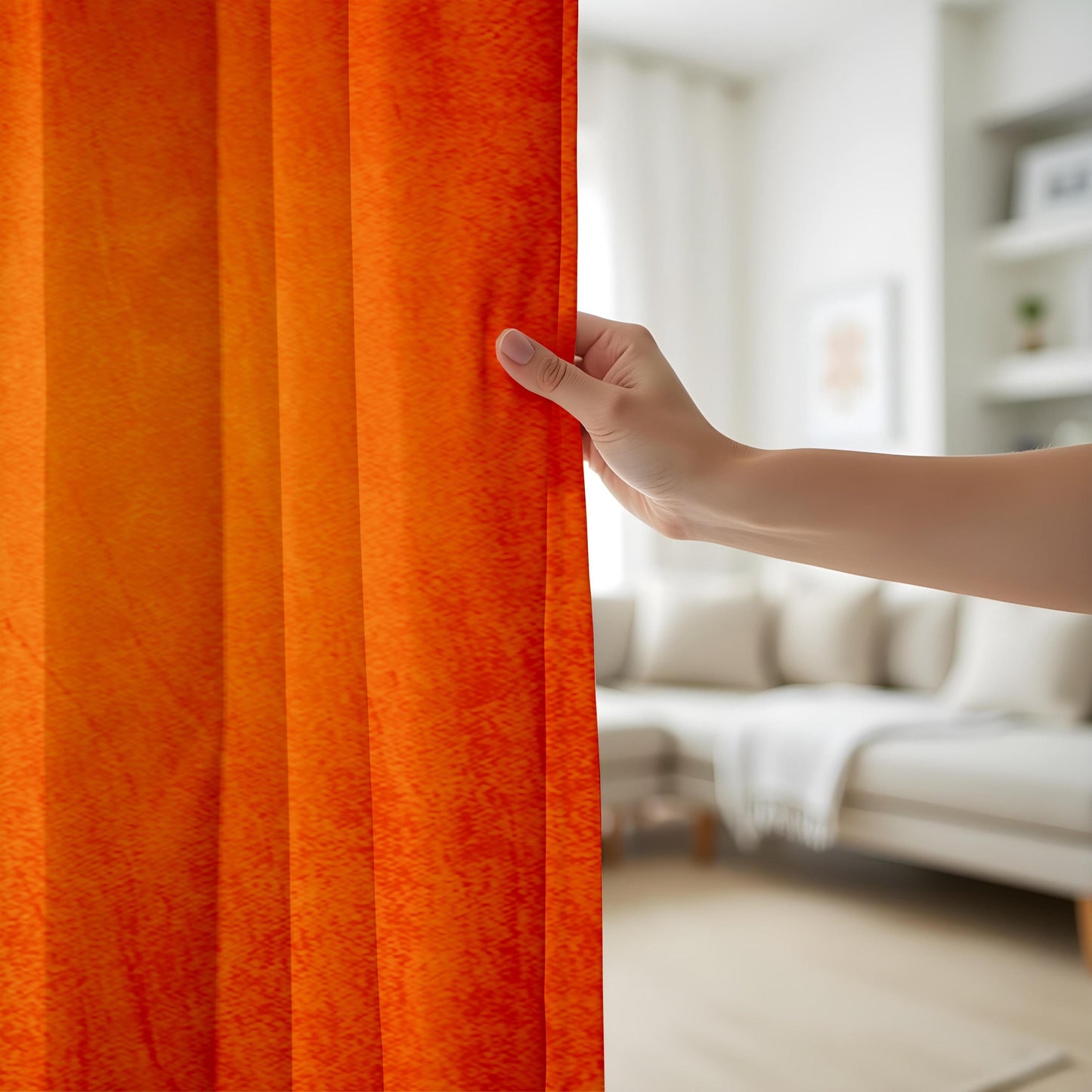 Onay Rust Orange Textured Window Curtains Warm Autumn Home Decor