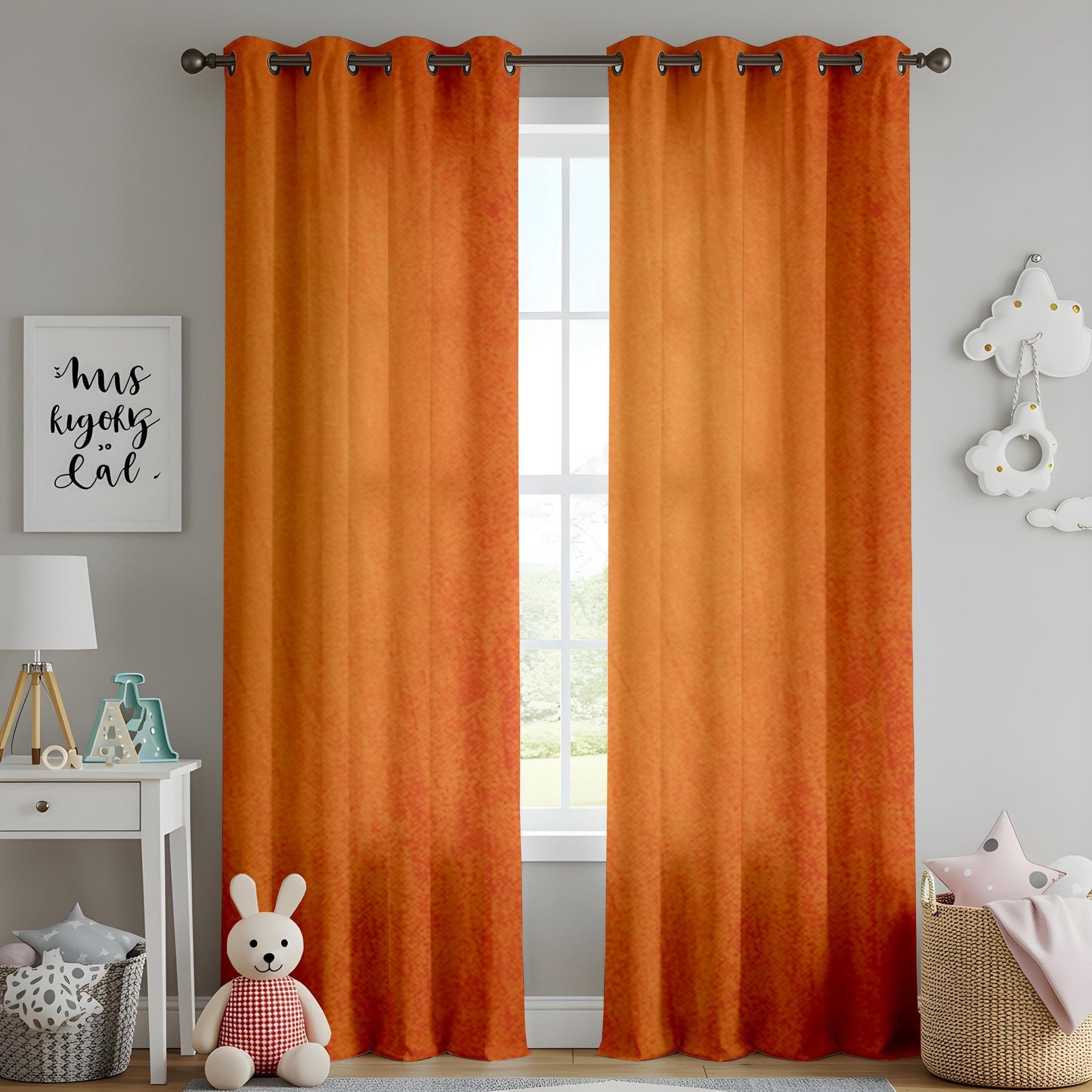 Onay Rust Orange Textured Window Curtains Warm Autumn Home Decor
