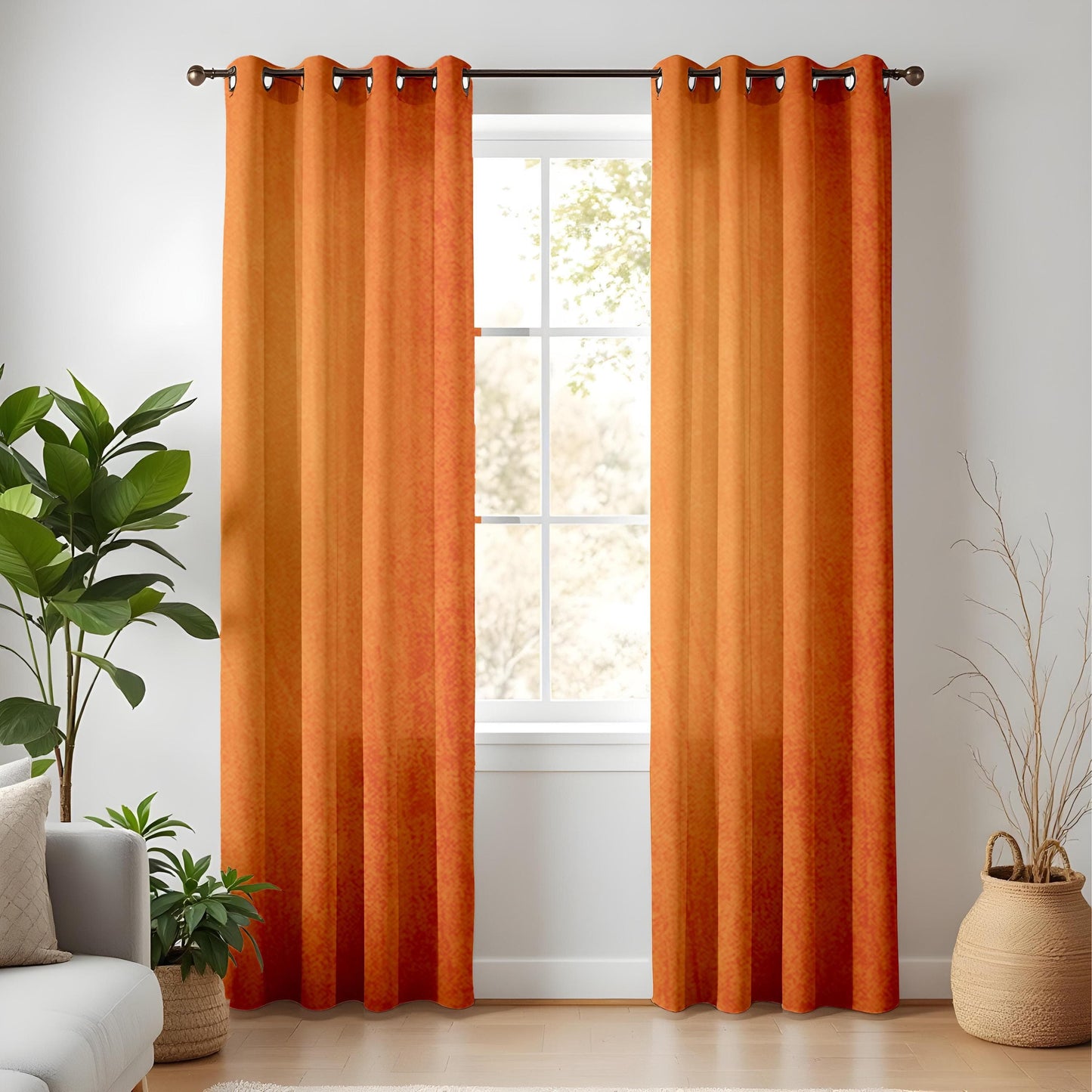 Onay Rust Orange Textured Window Curtains Warm Autumn Home Decor