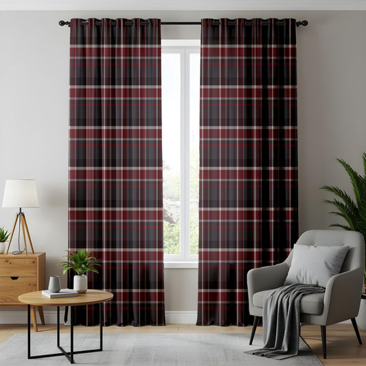 Onay Rustic Lodge Plaid Curtains – Classic Red and Black Tartan Drapes