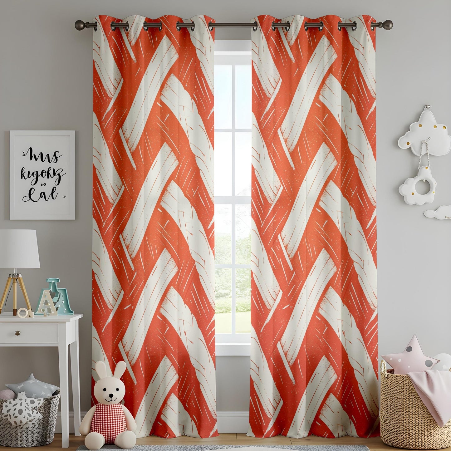 Onay Rustic Woven Pattern Window Curtains, Boho Farmhouse Drapes