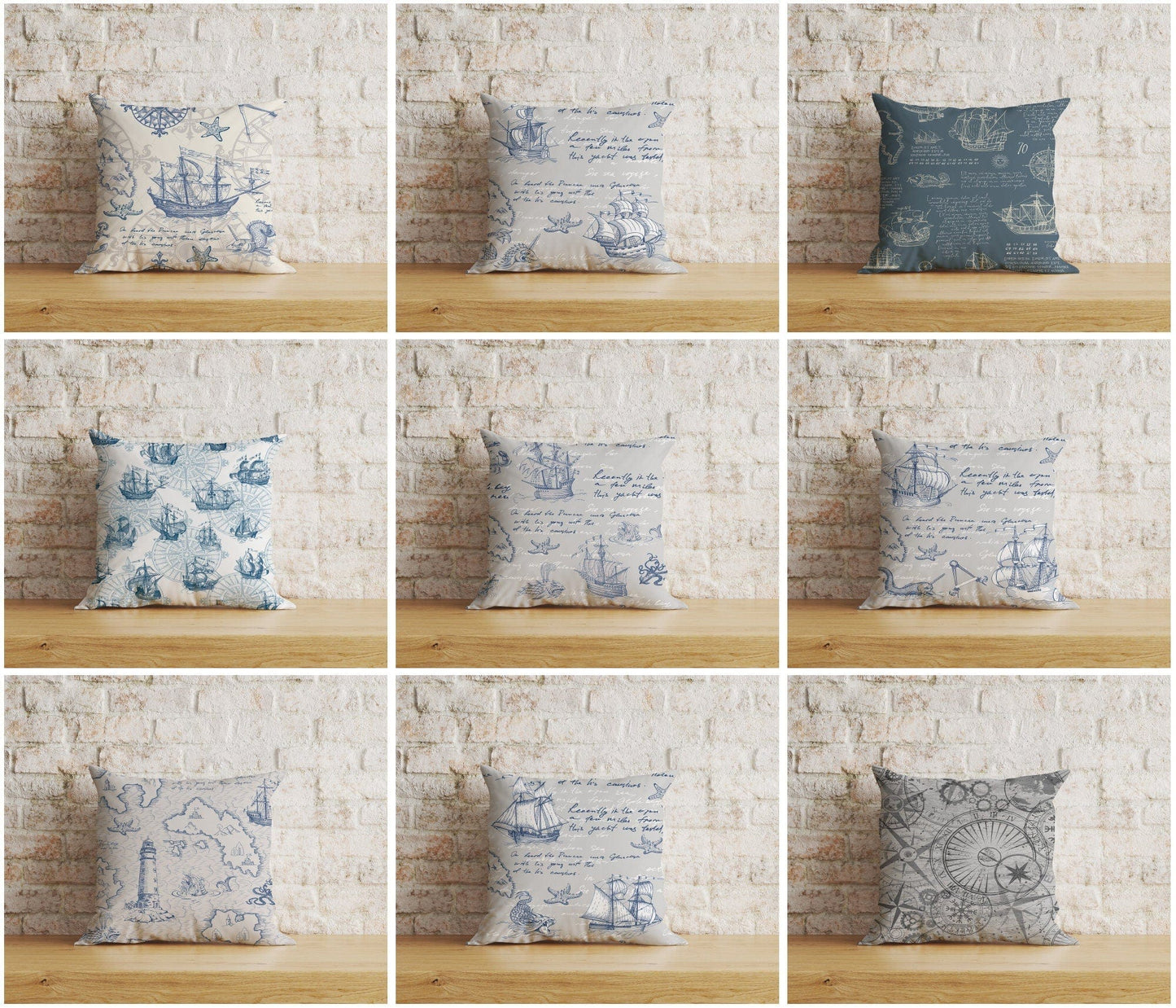 Onay Home Textile Cushion Covers Sailor Cushion Cover Old Map Pillow Cover Lighthouse Throw