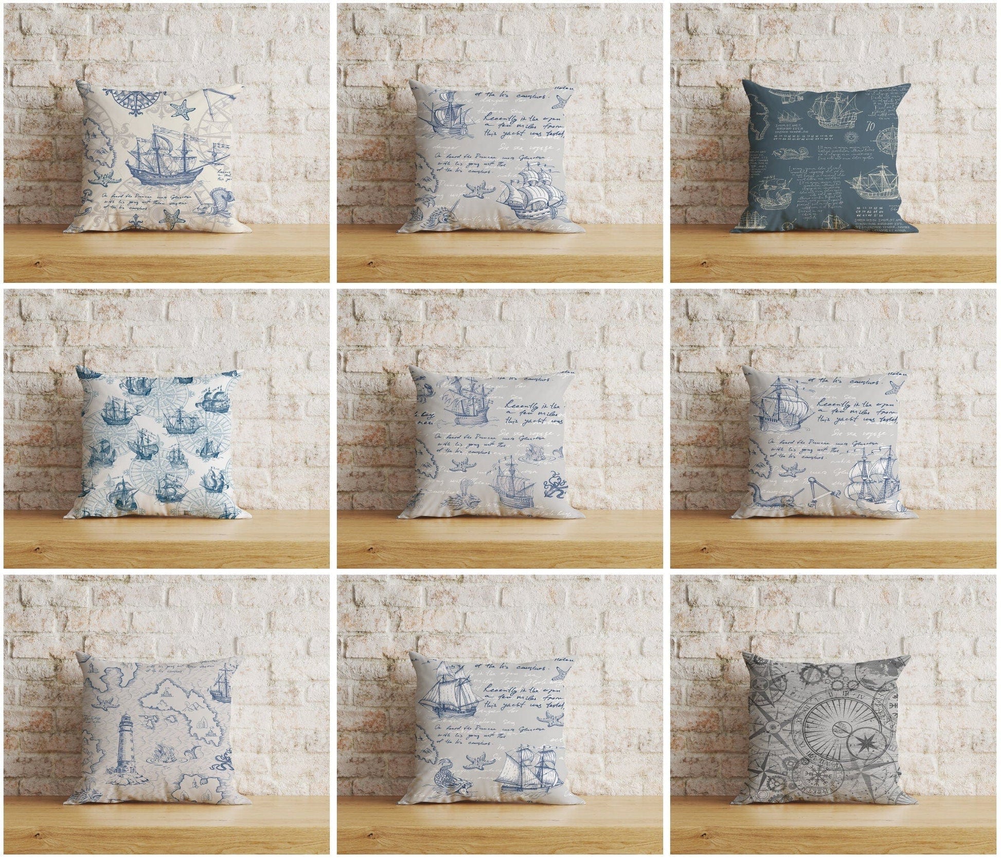 Onay Home Textile Cushion Covers Sailor Cushion Cover Old Map Pillow Cover Lighthouse Throw