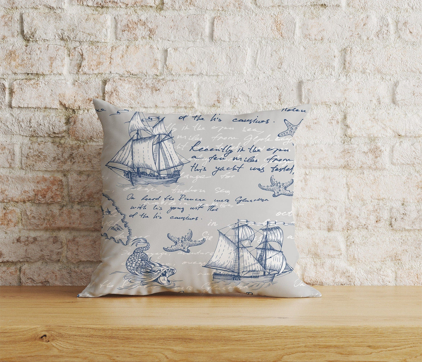 Onay Home Textile Cushion Covers 8 / 12 x 12 inch (30 x 30 cm) Double Side Sailor Cushion Cover Old Map Pillow Cover Lighthouse Throw