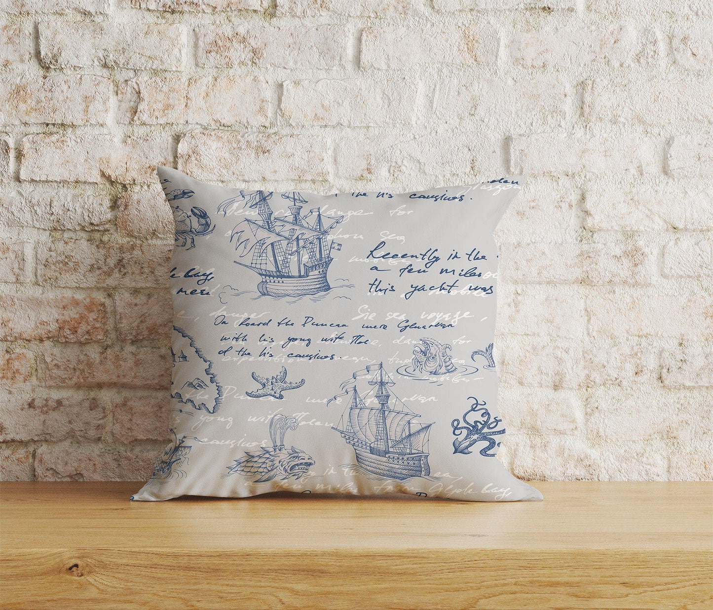 Onay Home Textile Cushion Covers 5 / 12 x 12 inch (30 x 30 cm) Double Side Sailor Cushion Cover Old Map Pillow Cover Lighthouse Throw