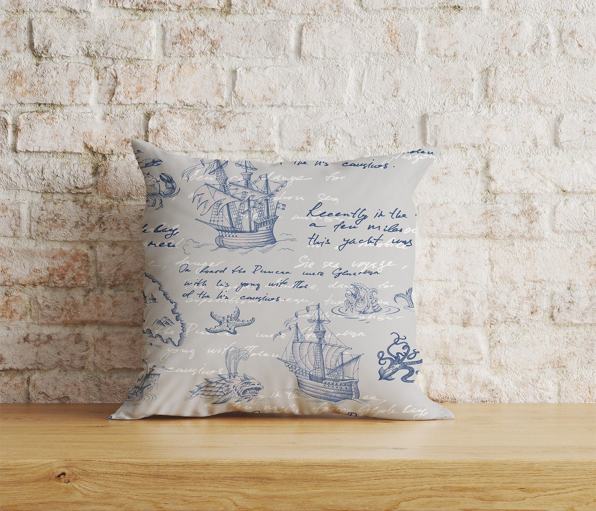 Onay Home Textile Cushion Covers 5 / 12 x 12 inch (30 x 30 cm) Double Side Sailor Cushion Cover Old Map Pillow Cover Lighthouse Throw