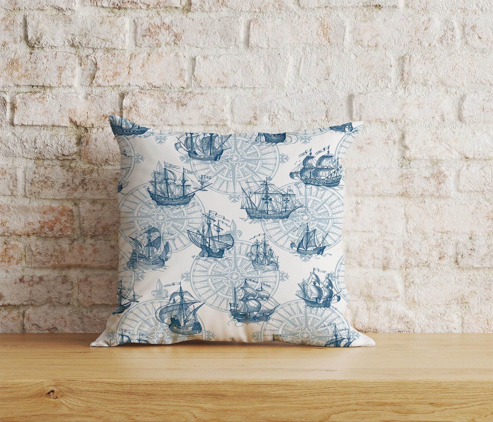 Onay Home Textile Cushion Covers 4 / 12 x 12 inch (30 x 30 cm) Double Side Sailor Cushion Cover Old Map Pillow Cover Lighthouse Throw