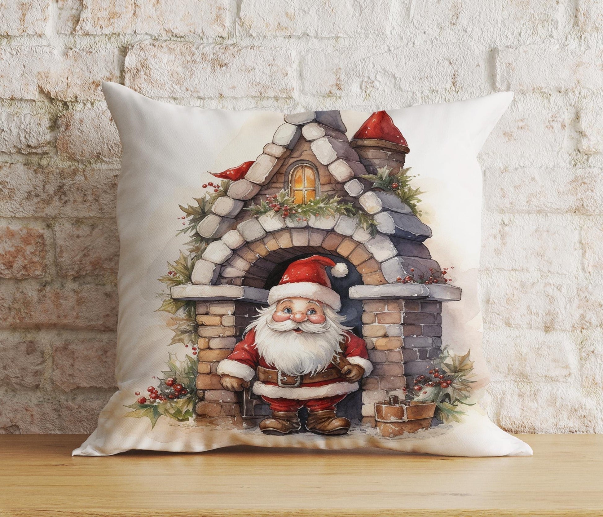 Onay 4 / 12 x 12 inch (30 x 30 cm) Double Side Santa Chimney Christmas Festive Decorative Cushion Covers