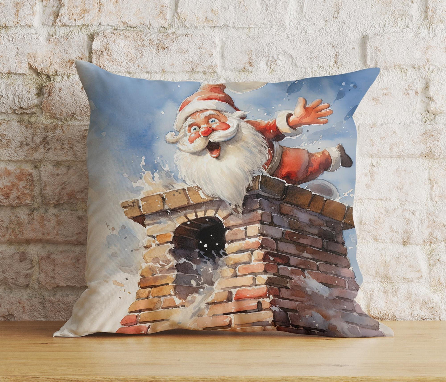 Onay 3 / 12 x 12 inch (30 x 30 cm) Double Side Santa Chimney Christmas Festive Decorative Cushion Covers