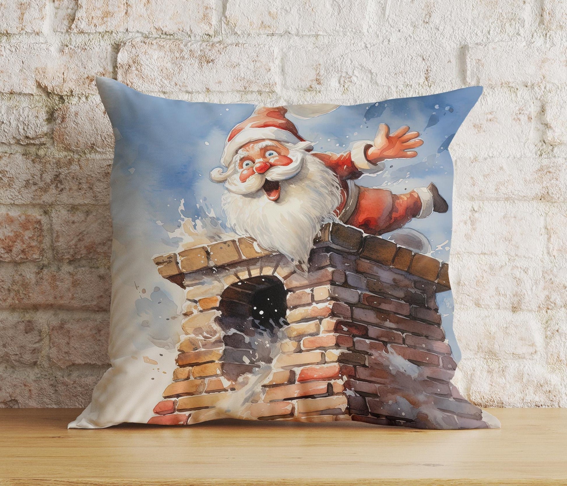 Onay 3 / 12 x 12 inch (30 x 30 cm) Double Side Santa Chimney Christmas Festive Decorative Cushion Covers