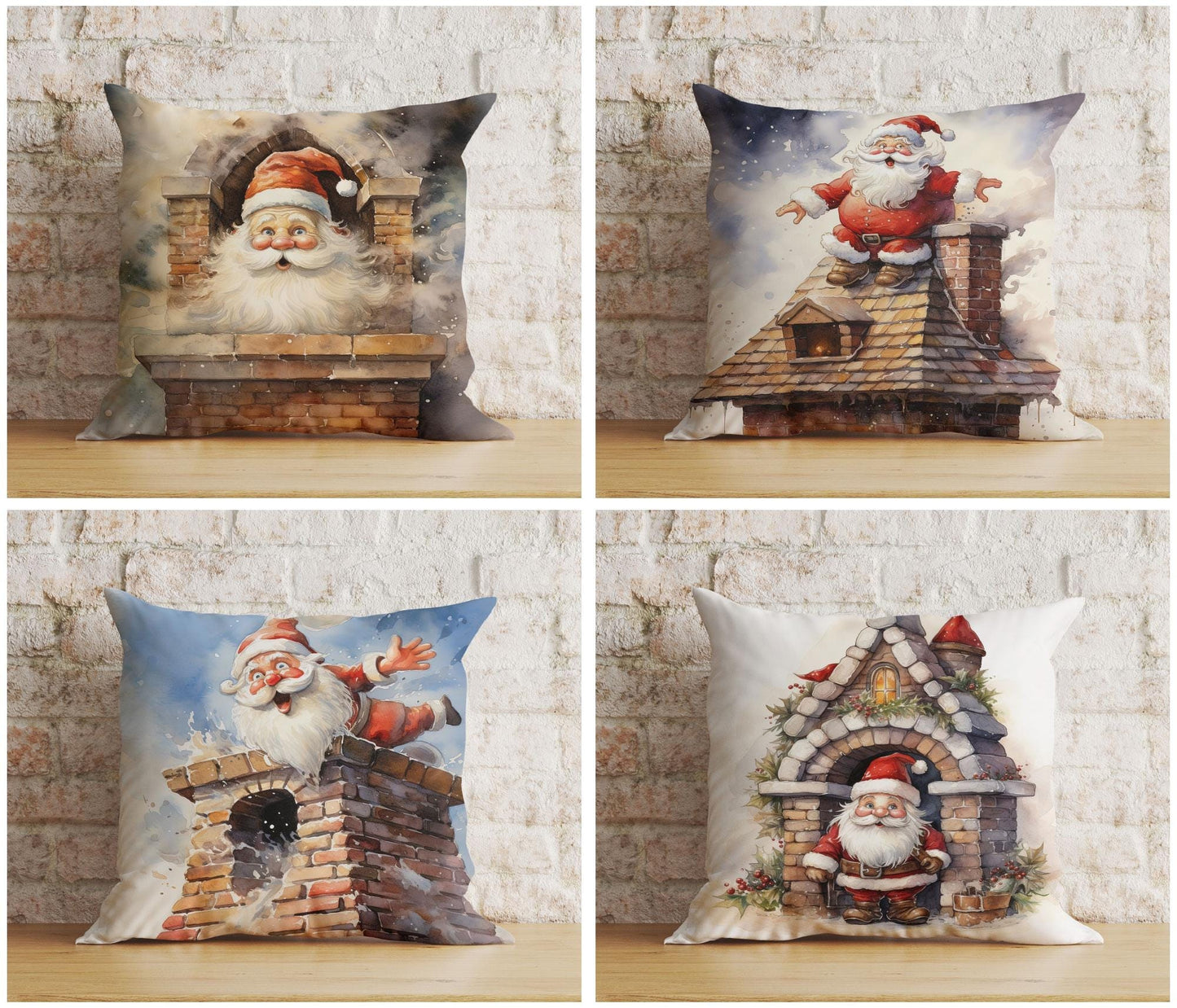 Onay Santa Chimney Christmas Festive Decorative Cushion Covers