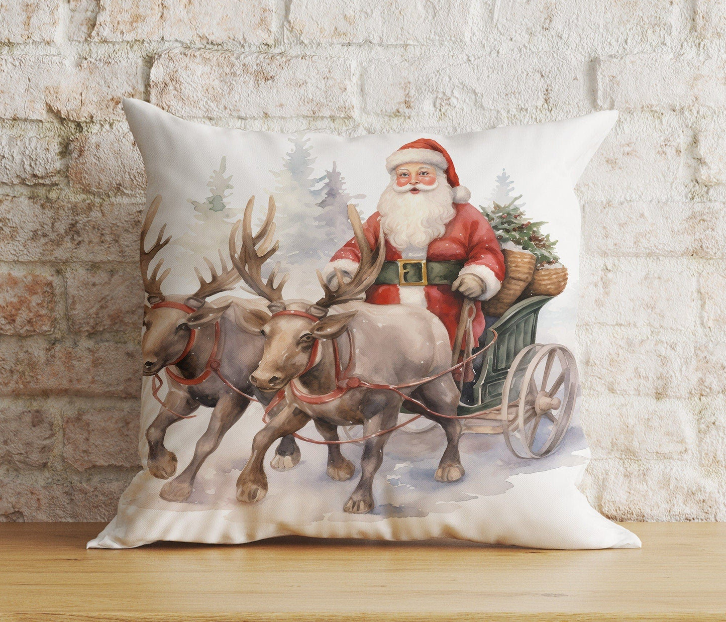 Onay 6 / 12 x 12 inch (30 x 30 cm) Double Side Santa Claus and Reindeer Christmas Pillow Covers