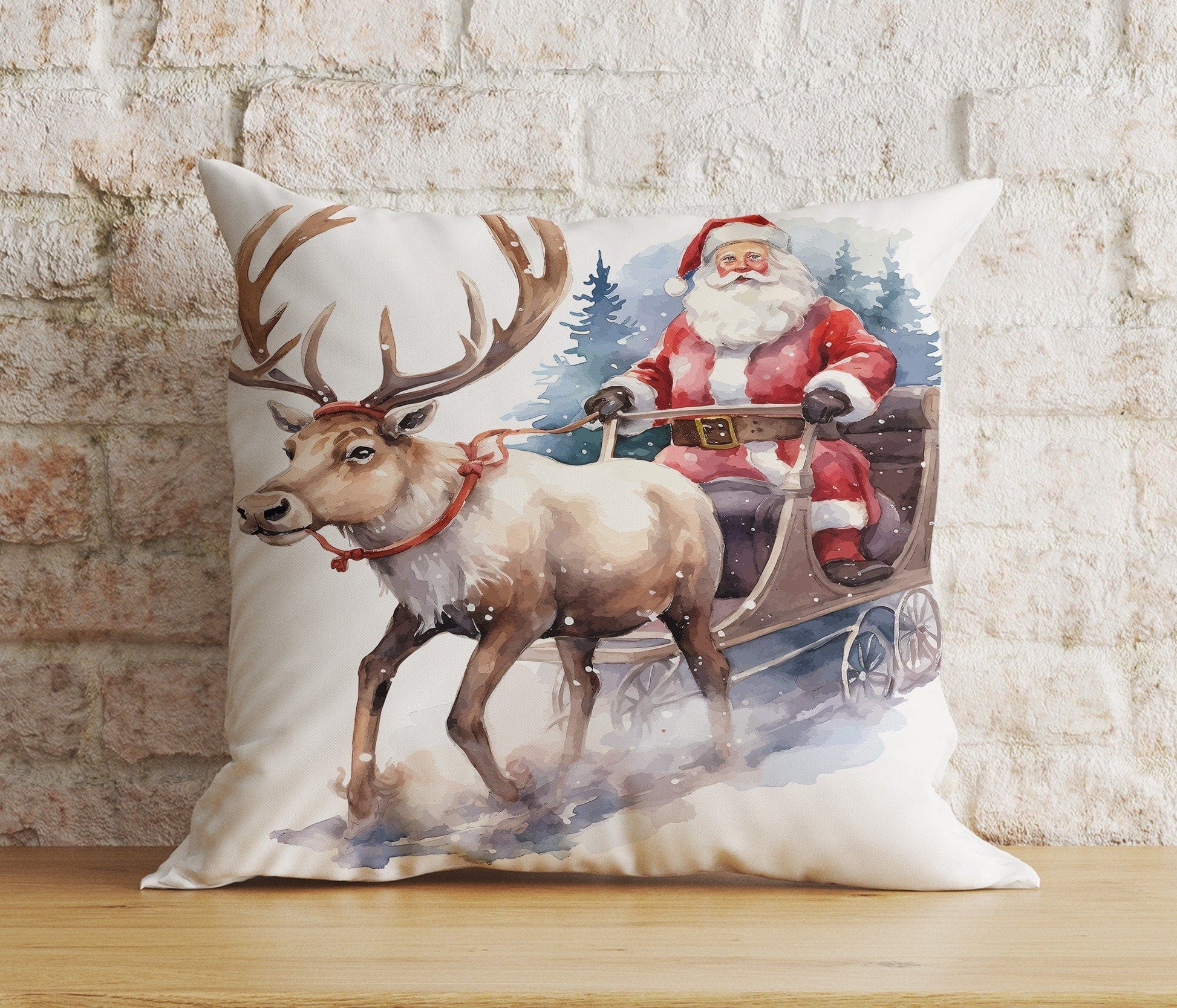 Onay 5 / 12 x 12 inch (30 x 30 cm) Double Side Santa Claus and Reindeer Christmas Pillow Covers