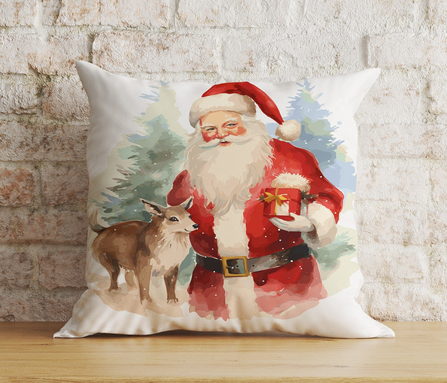 Onay 3 / 12 x 12 inch (30 x 30 cm) Double Side Santa Claus and Reindeer Christmas Pillow Covers
