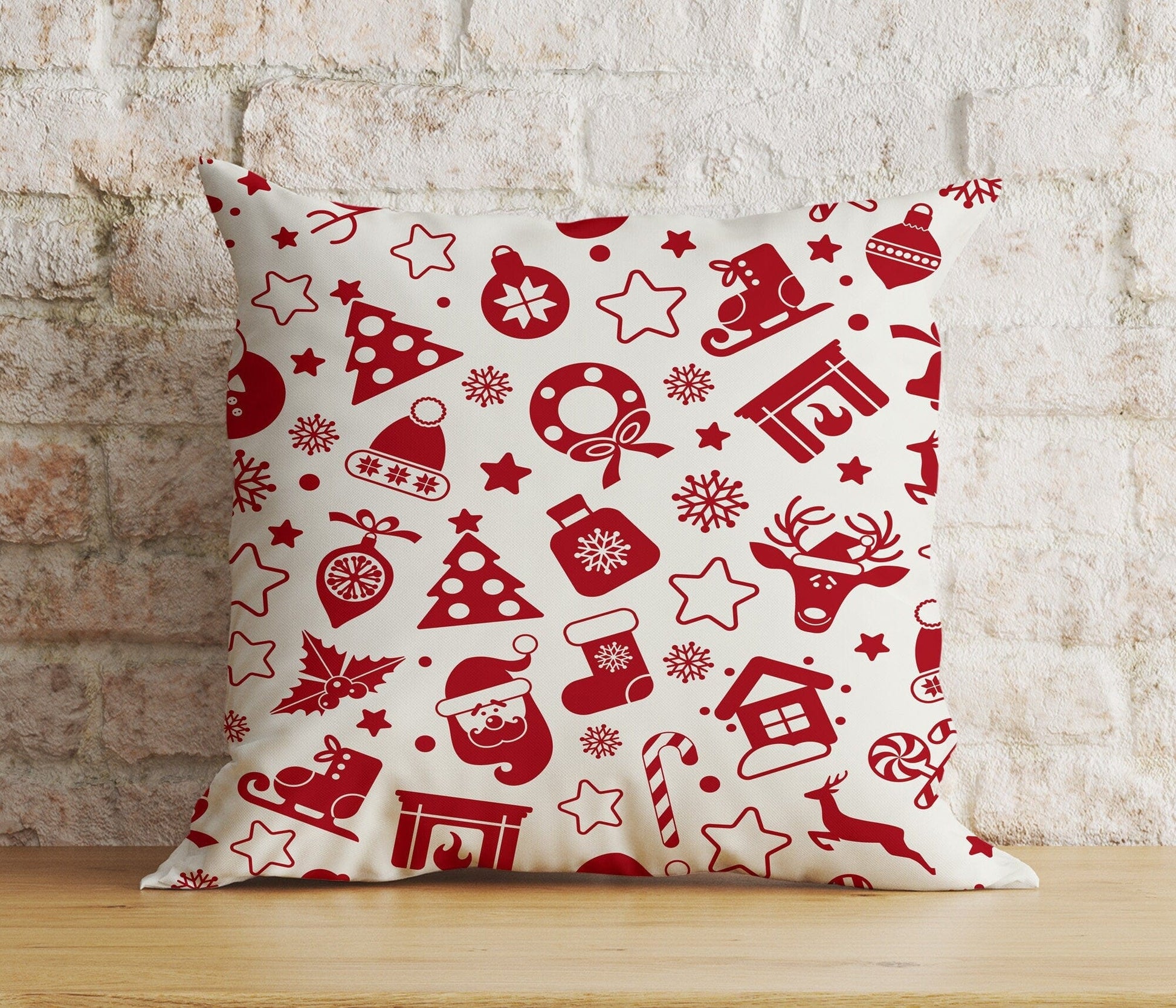 Onay 7 / 12 x 12 inch (30 x 30 cm) Double Side Santa Claus Christmas Stocking Ornament Cushion Covers