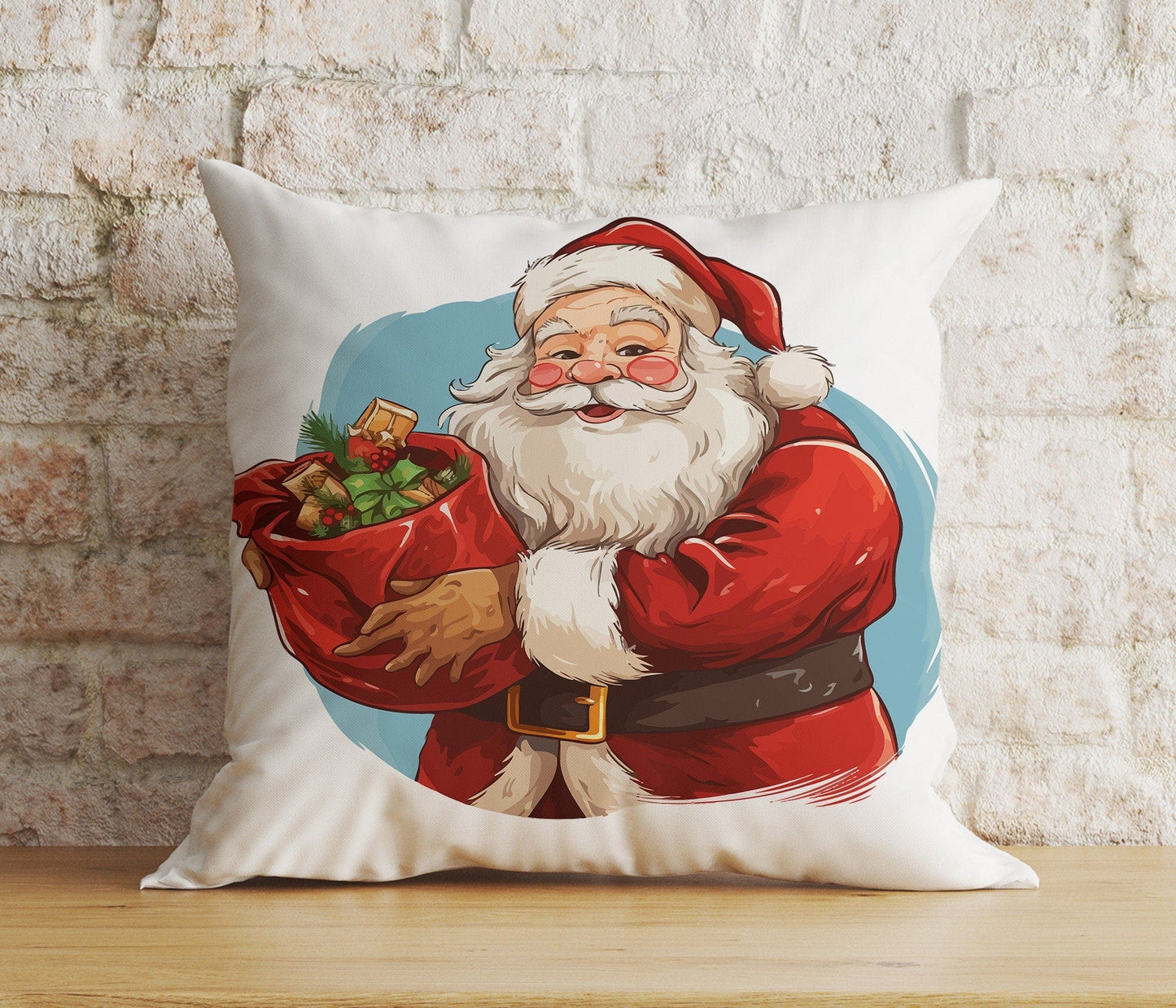 Onay Cushion Covers 8 / 12 x 12 inch (30 x 30 cm) Double Side Santa Claus Design Pillow Covers Red Christmas Cushion Cover