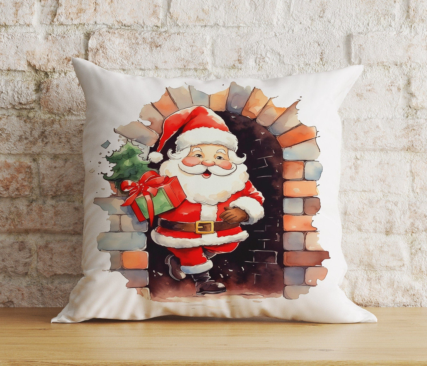 Onay Cushion Covers 6 / 12 x 12 inch (30 x 30 cm) Double Side Santa Claus Design Pillow Covers Red Christmas Cushion Cover