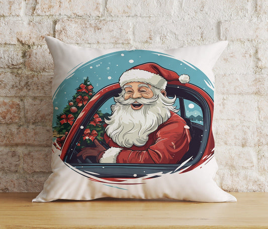 Onay Cushion Covers 1 / 12 x 12 inch (30 x 30 cm) Double Side Santa Claus Design Pillow Covers Red Christmas Cushion Cover
