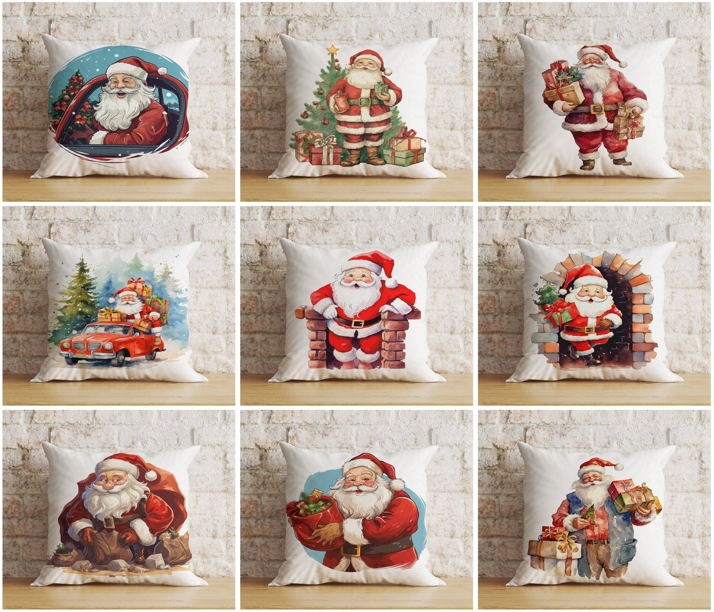 Onay Cushion Covers Santa Claus Design Pillow Covers Red Christmas Cushion Cover