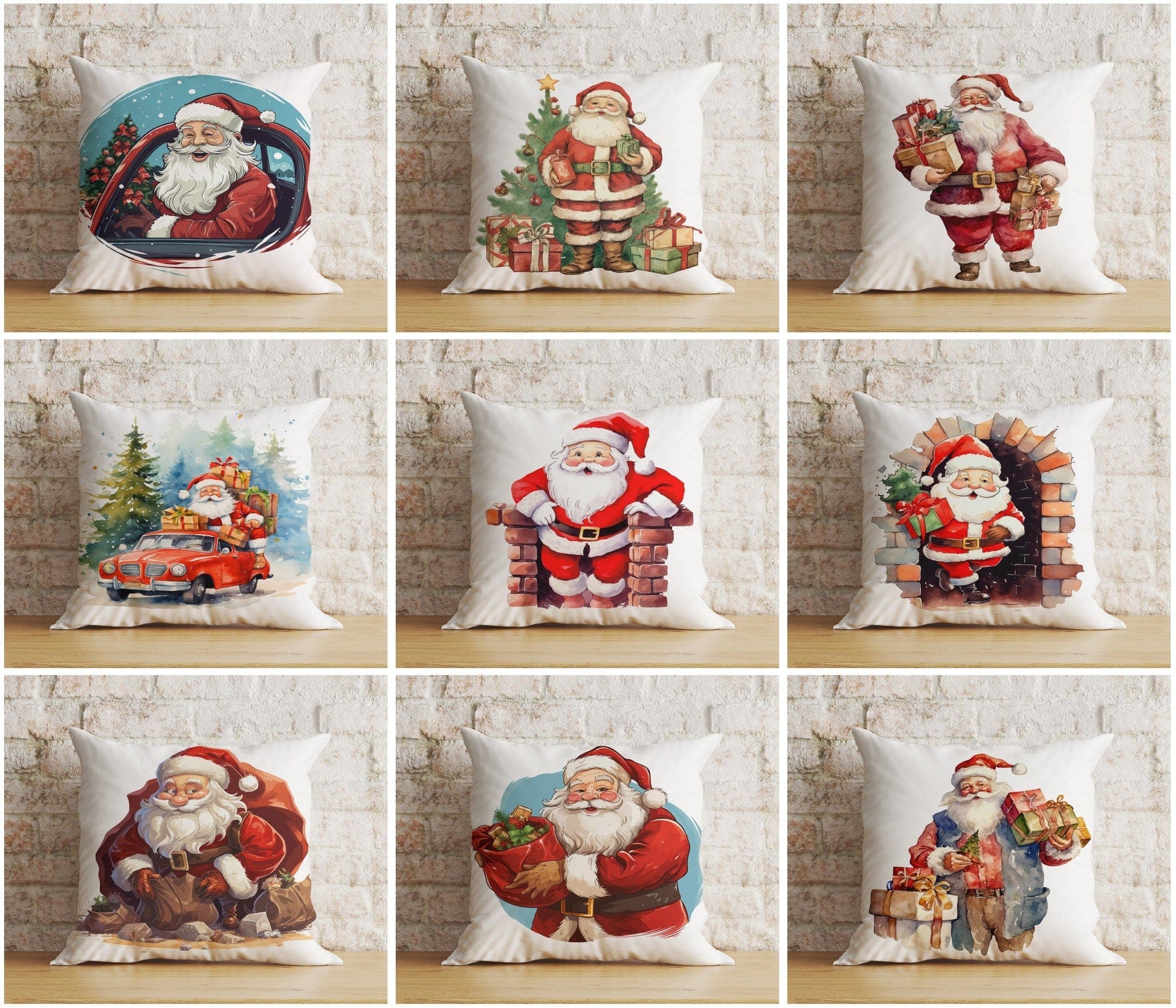 Onay Cushion Covers Santa Claus Design Pillow Covers Red Christmas Cushion Cover