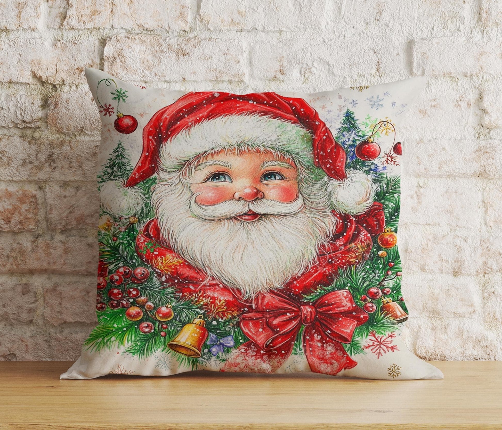 Onay 4 / 12 x 12 inch (30 x 30 cm) Double Side Santa Claus New Year's Decor Christmas Festive Cushion Cover