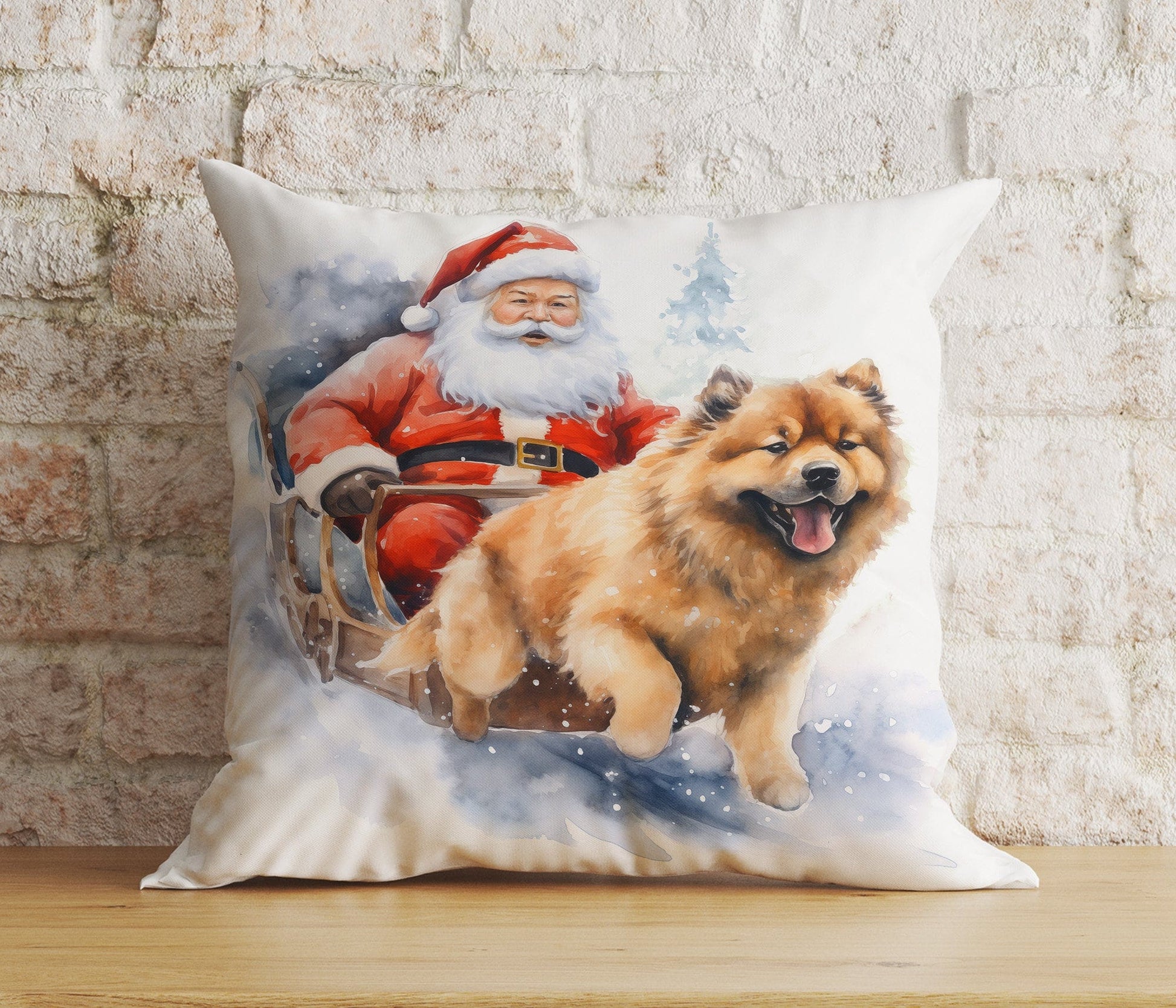 Onay 6 / 12 x 12 inch (30 x 30 cm) Double Side Santa Claus With Dog Reindeer Xmas Cushion Cover