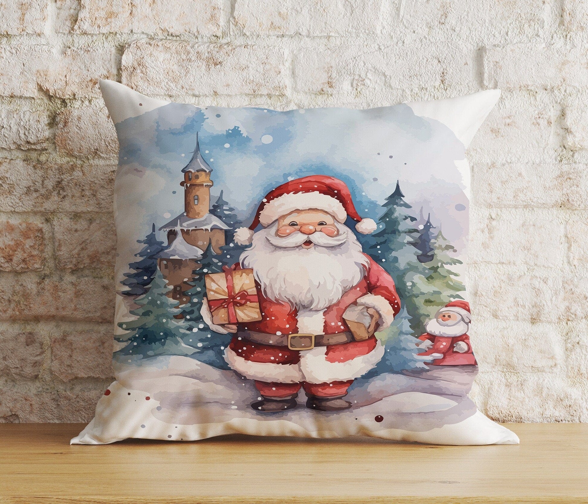 Onay 5 / 12 x 12 inch (30 x 30 cm) Double Side Santa Claus With Dog Reindeer Xmas Cushion Cover