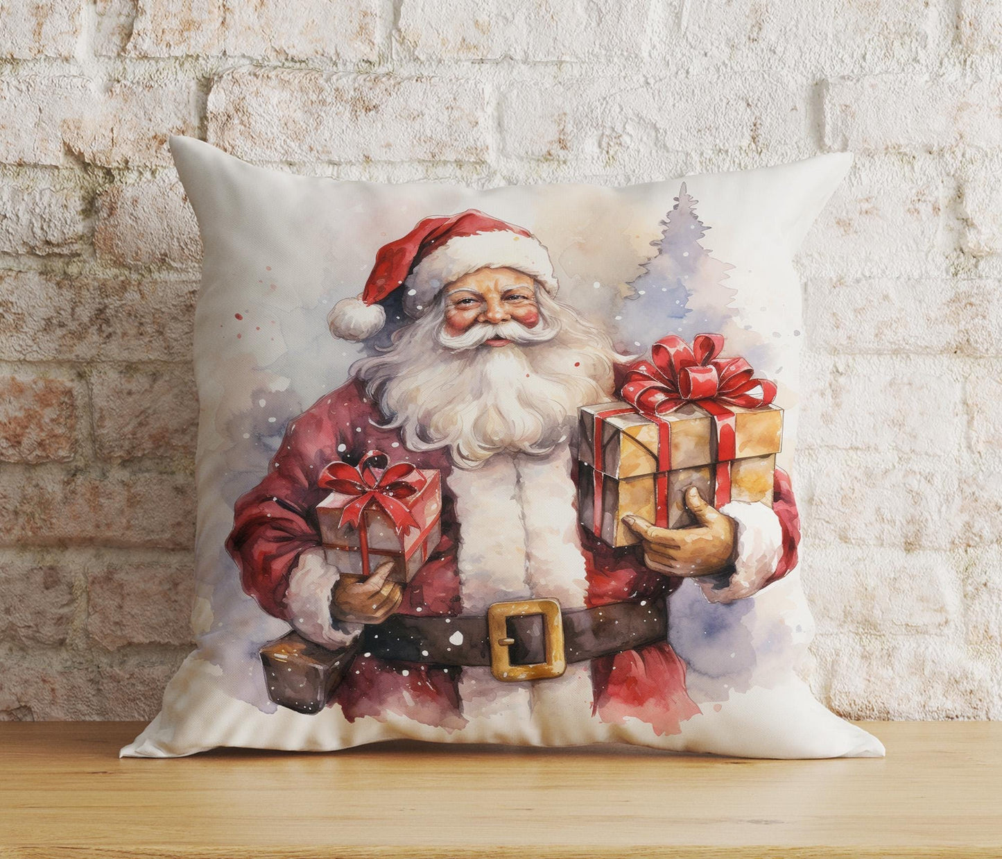 Onay 9 / 12 x 12 inch (30 x 30 cm) Double Side Santa Claus Xmas Festive Santa with Presents Cushion Covers