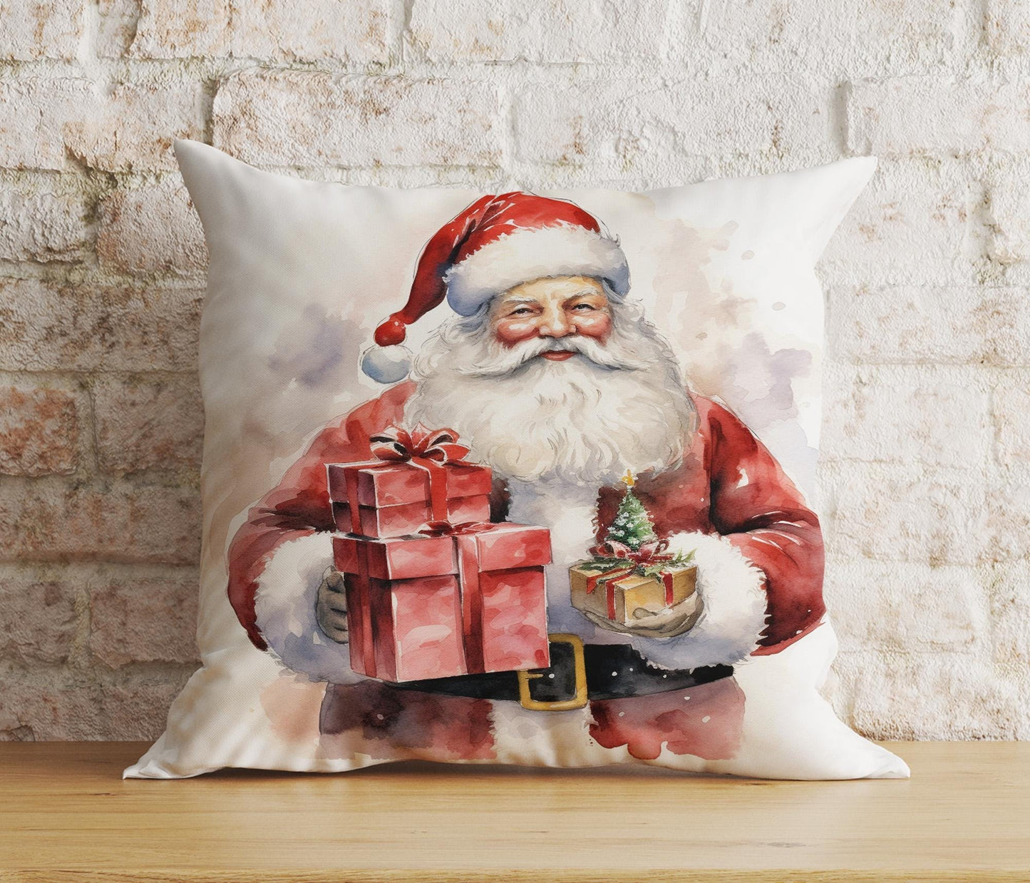 Onay 8 / 12 x 12 inch (30 x 30 cm) Double Side Santa Claus Xmas Festive Santa with Presents Cushion Covers