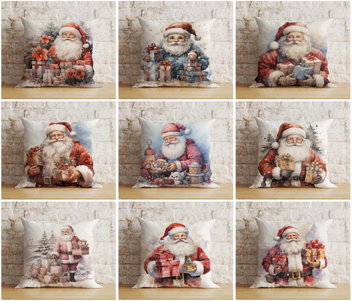 Onay Santa Claus Xmas Festive Santa with Presents Cushion Covers