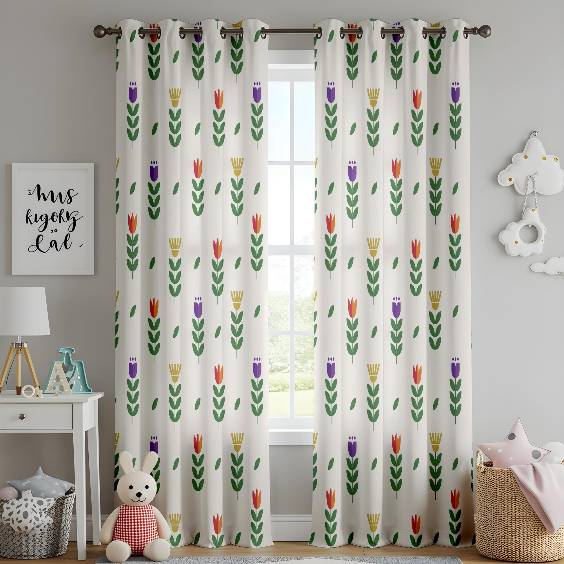 Onay Scandinavian Floral Made to Measure Curtains – Colorful Nature-Inspired Drapes
