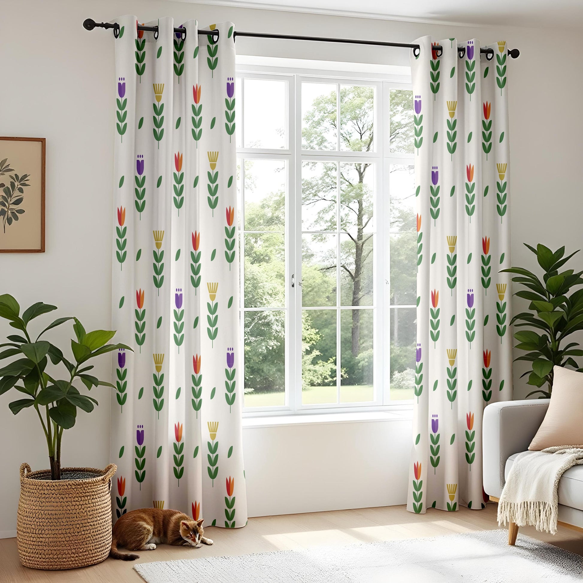 Onay Scandinavian Floral Made to Measure Curtains – Colorful Nature-Inspired Drapes